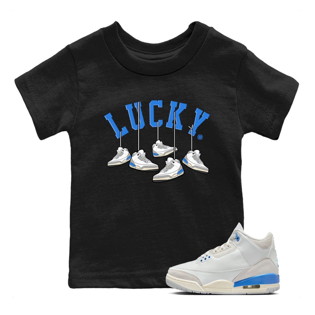 Air Jordan 3 Lucky Shorts shirts to match jordans Hanging Sneakers sneaker match tees Air Jordan 3 Retro Lucky Shorts match shoes to clothes SNRT Sneaker Tees Youth Baby Black 1 tee
