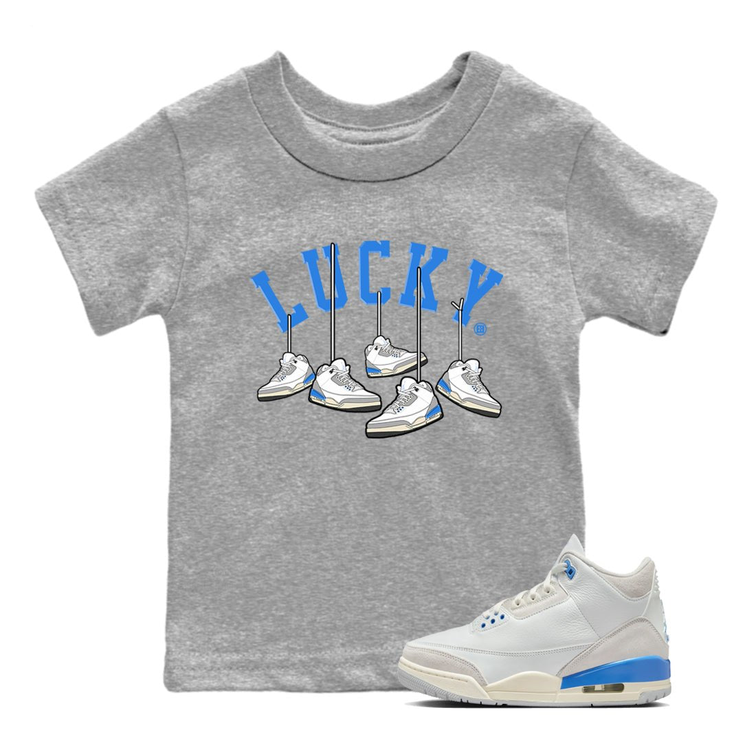Air Jordan 3 Lucky Shorts shirts to match jordans Hanging Sneakers sneaker match tees Air Jordan 3 Retro Lucky Shorts match shoes to clothes SNRT Sneaker Tees Youth Baby Heather Grey 1 tee