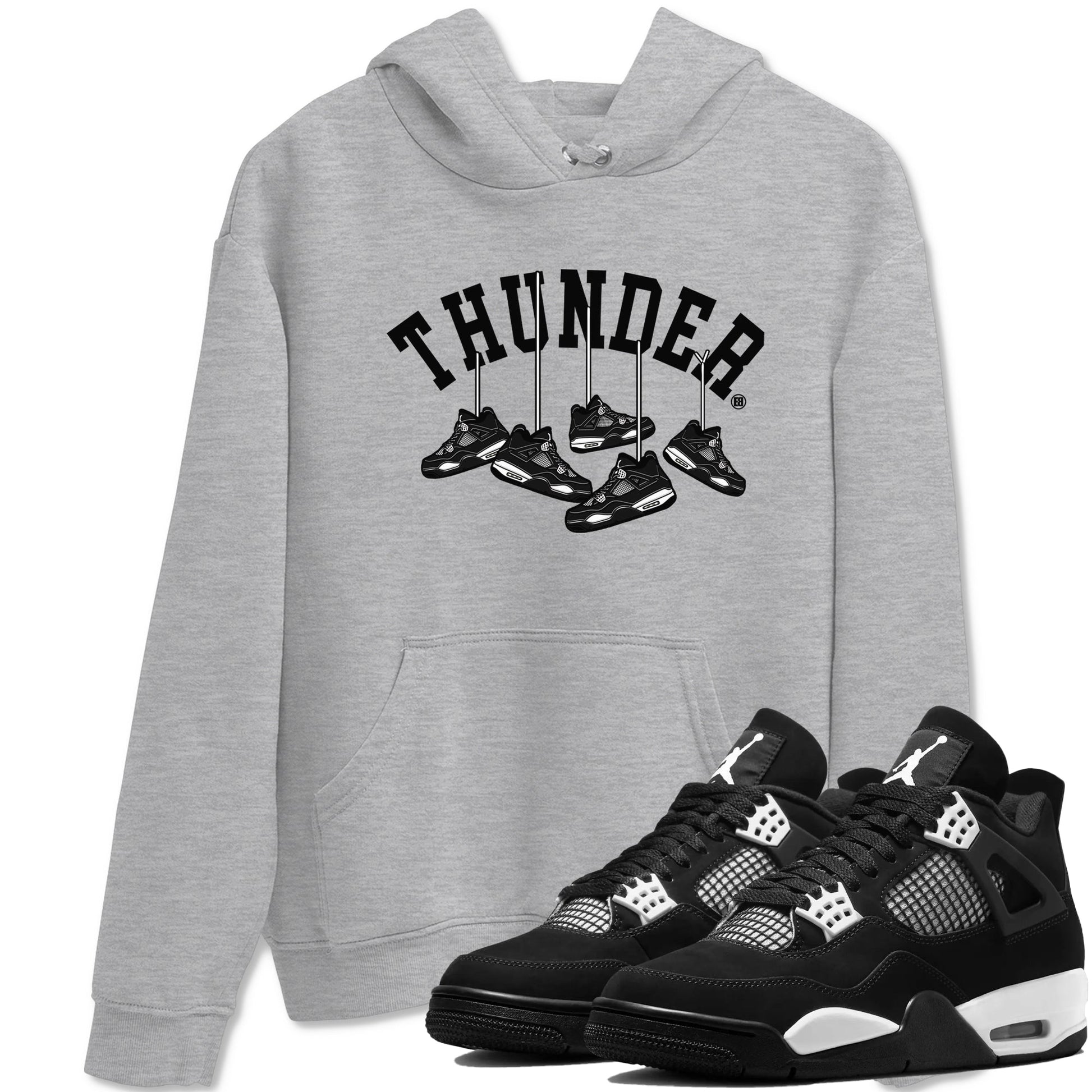 4s White Thunder shirts to match jordans Hanging Sneakers sneaker match tees Air Jordan 4 Retro White Thunder SNRT Sneaker Release Tees unisex cotton Heather Grey 1 crew neck shirts