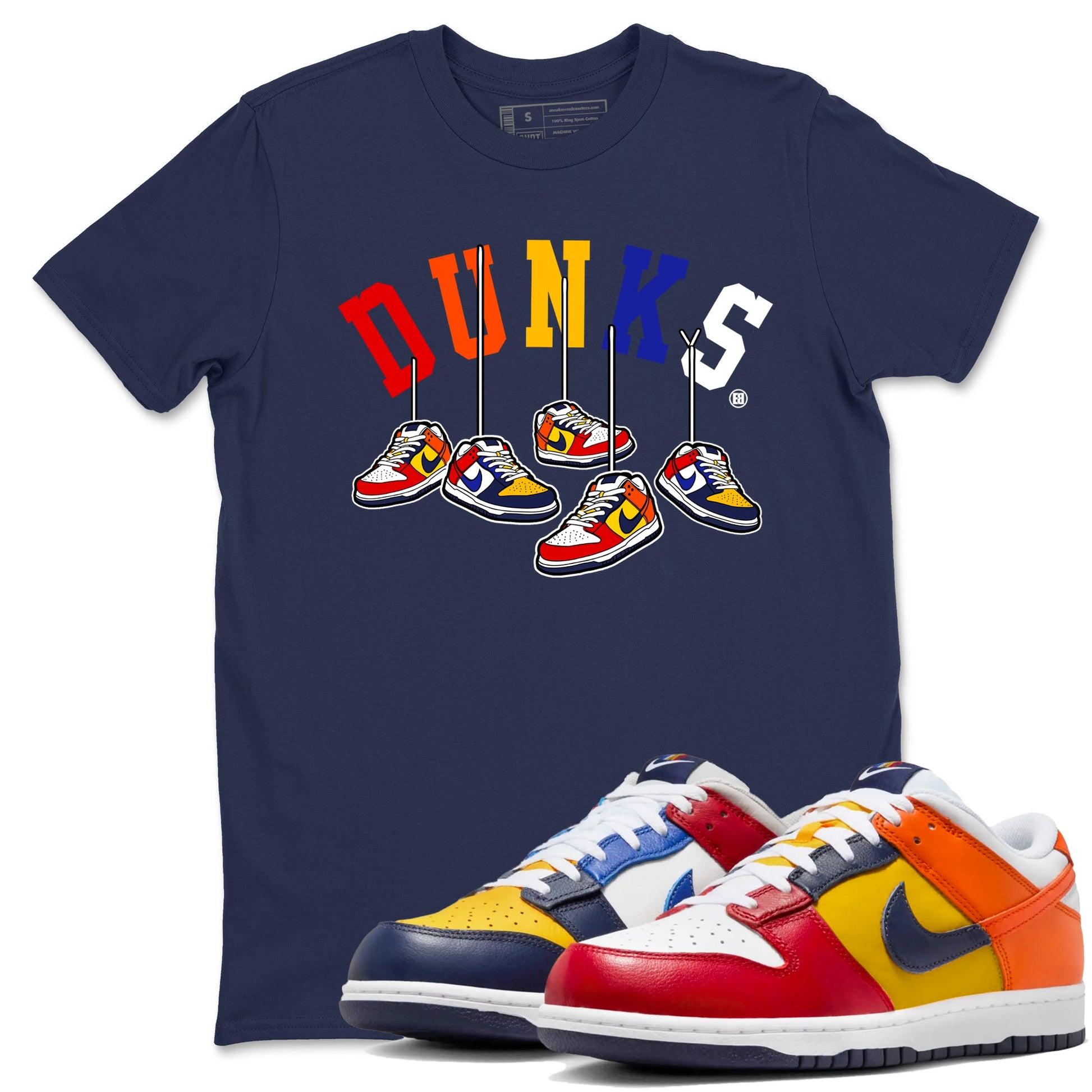 Dunk What The t shirts to match sneakers Hanging Sneakers sneaker match tees Dunk Low CO.JP What The shirt SNRT Sneaker Tees unisex cotton Navy 1 shirts