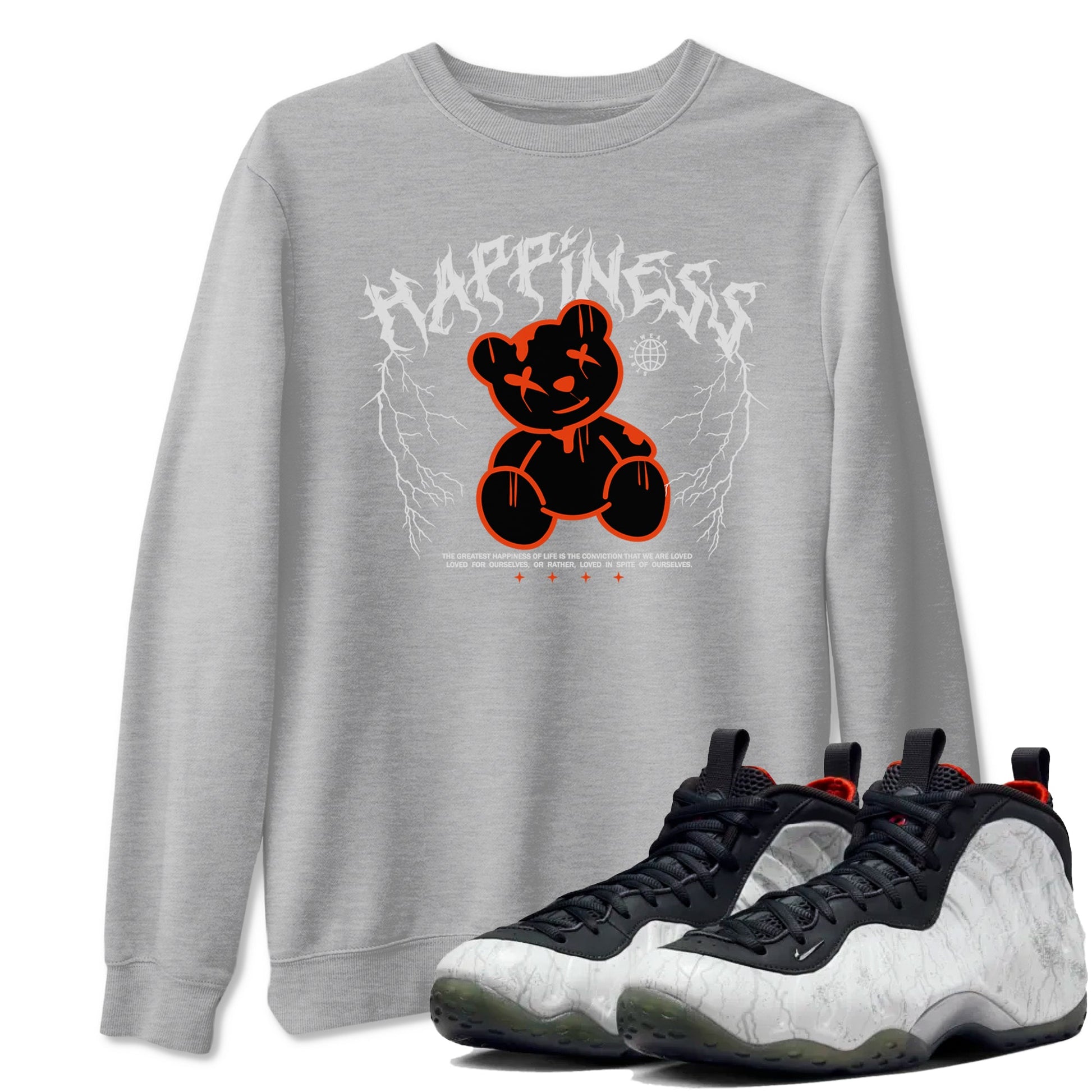 Foams One Jin shirts to match jordans Happiness Bear sneaker match tees Air Foamposite One Jin match shoes to clothes SNRT Sneaker Tees unisex cotton Heather Grey 1 shirts