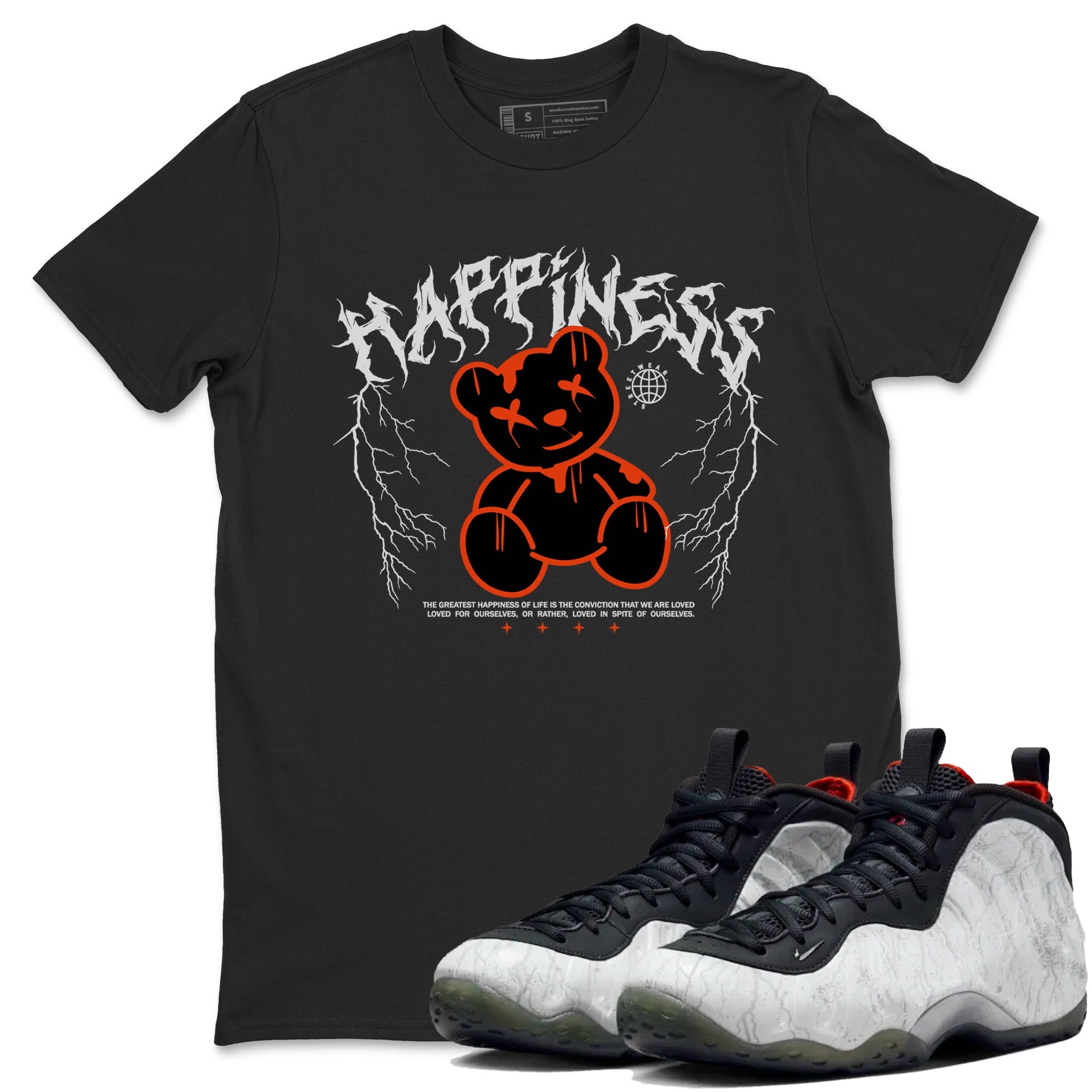 Foams One Jin shirts to match jordans Happiness Bear sneaker match tees Air Foamposite One Jin match shoes to clothes SNRT Sneaker Tees unisex cotton Black 1 shirts
