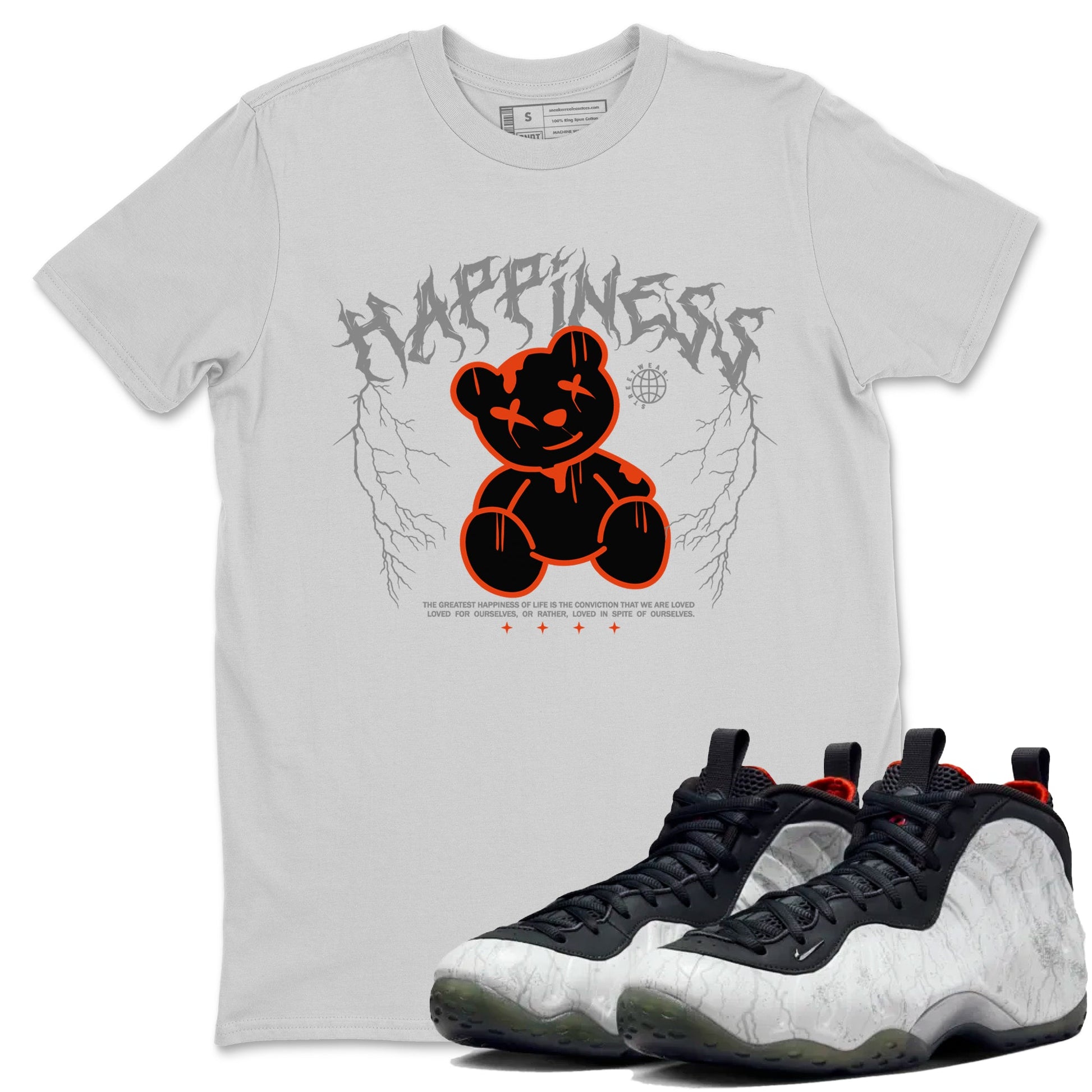 Foams One Jin shirts to match jordans Happiness Bear sneaker match tees Air Foamposite One Jin match shoes to clothes SNRT Sneaker Tees unisex cotton Silver 1 shirts