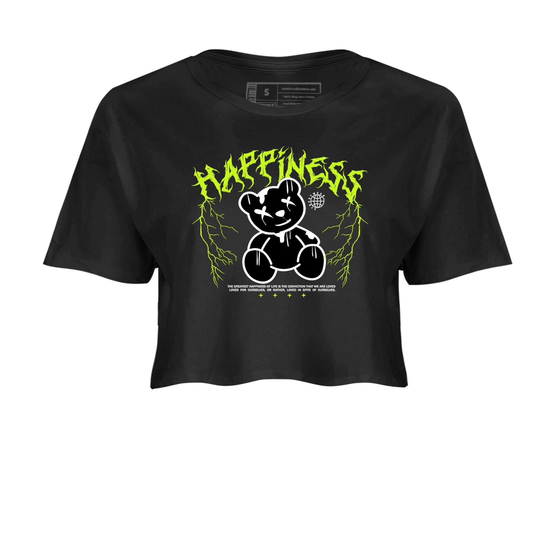 Air Force 1 Low Dance Volt t-shirts to match sneakers Happiness Bear sneaker match tees Air Force 1 Volt match shoes to clothes SNRT Sneaker Tees unisex cotton Black 2 crop tee