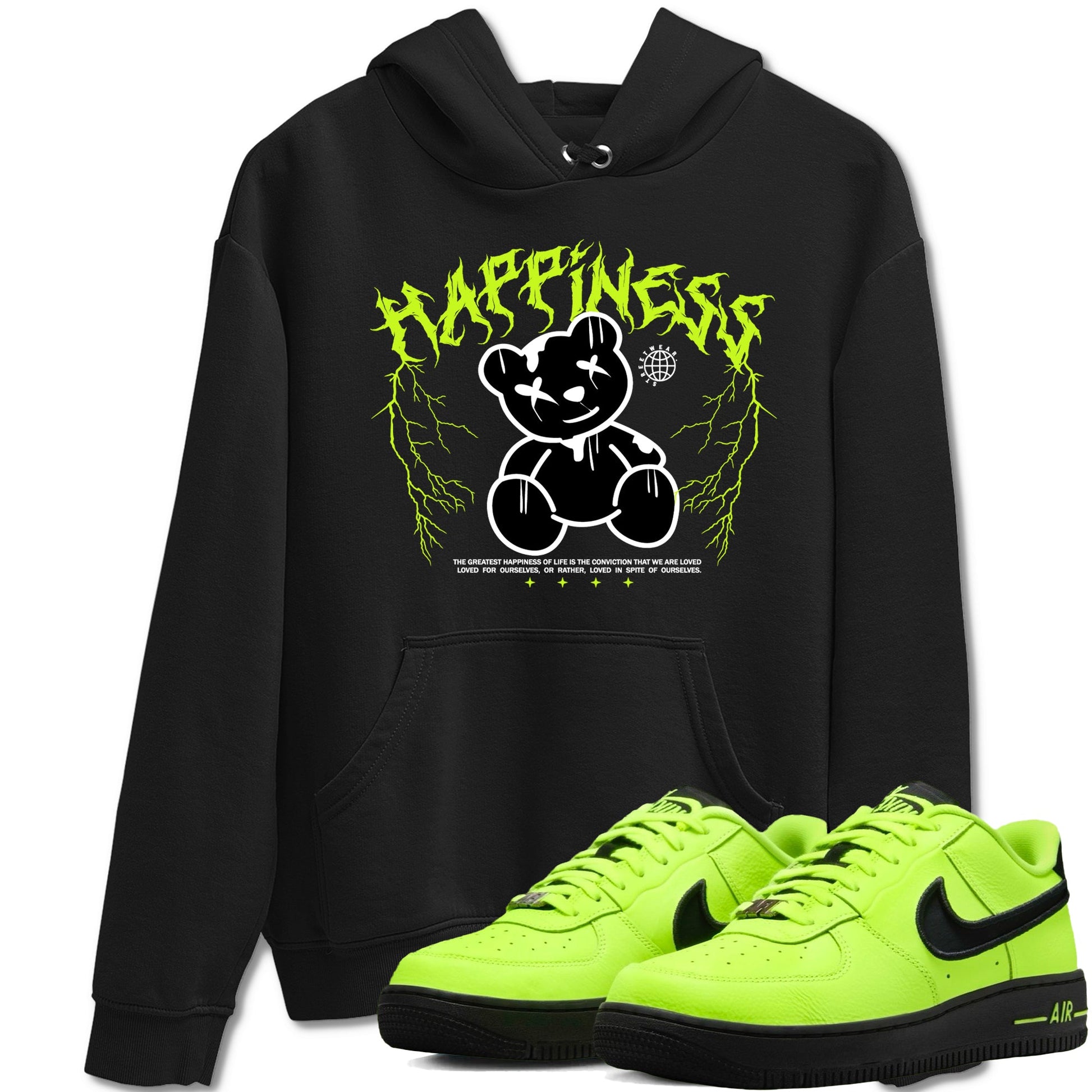 Air Force 1 Low Dance Volt t-shirts to match sneakers Happiness Bear sneaker match tees Air Force 1 Volt match shoes to clothes SNRT Sneaker Tees unisex cotton Black 1 shirts