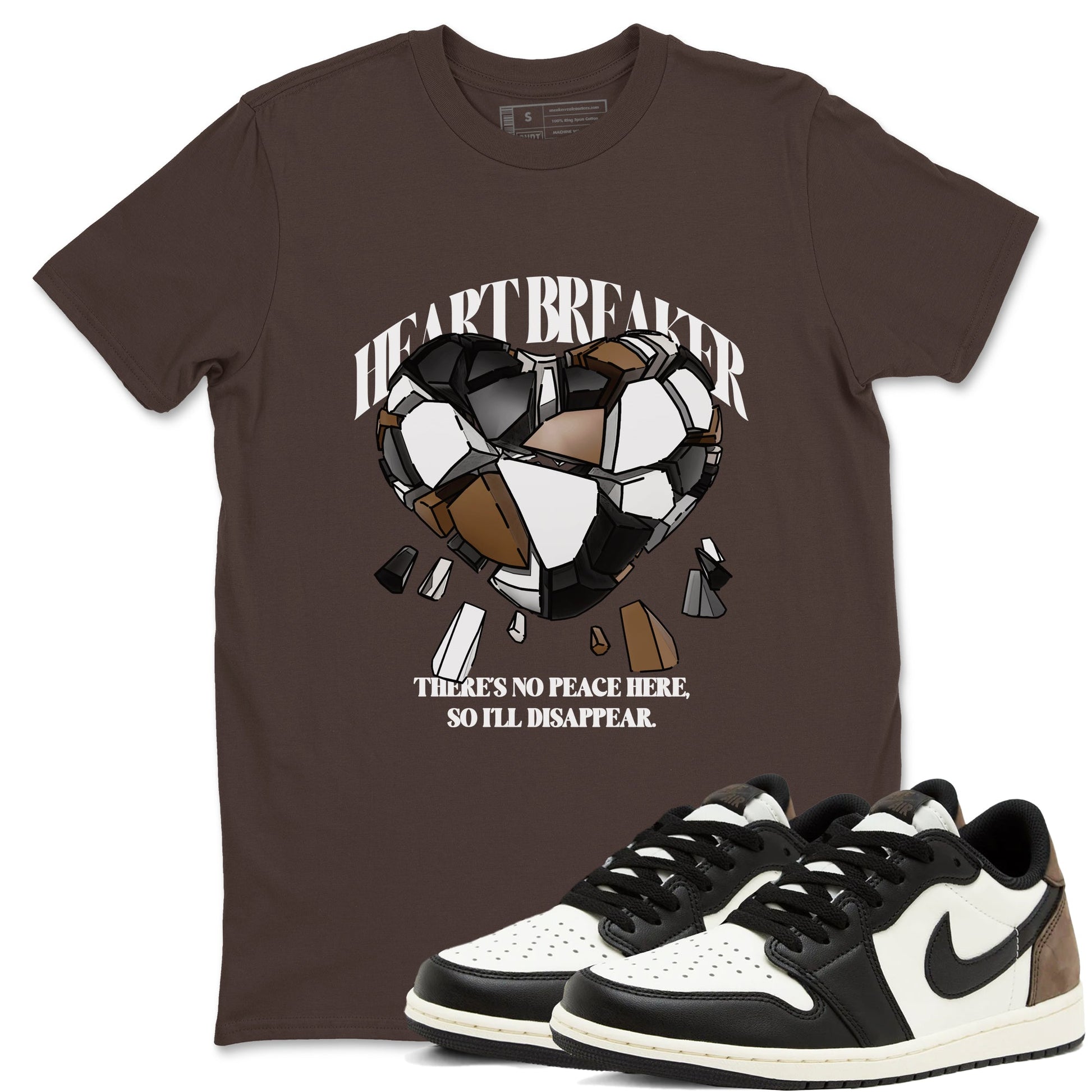 1s Low OG Mocha shirts to match jordans Heart Breaker sneaker match tees Air Jordan 1 Mocha match shoes to clothes SNRT Sneaker Tees unisex cotton Dark Chocolate 1 shirts
