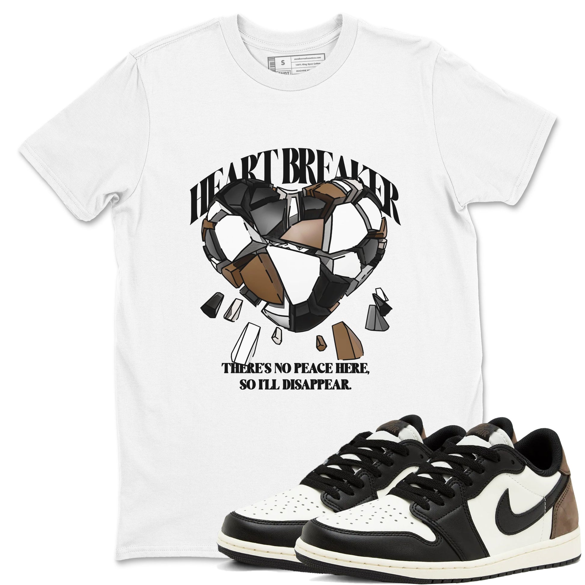 1s Low OG Mocha shirts to match jordans Heart Breaker sneaker match tees Air Jordan 1 Mocha match shoes to clothes SNRT Sneaker Tees unisex cotton White 1 shirts