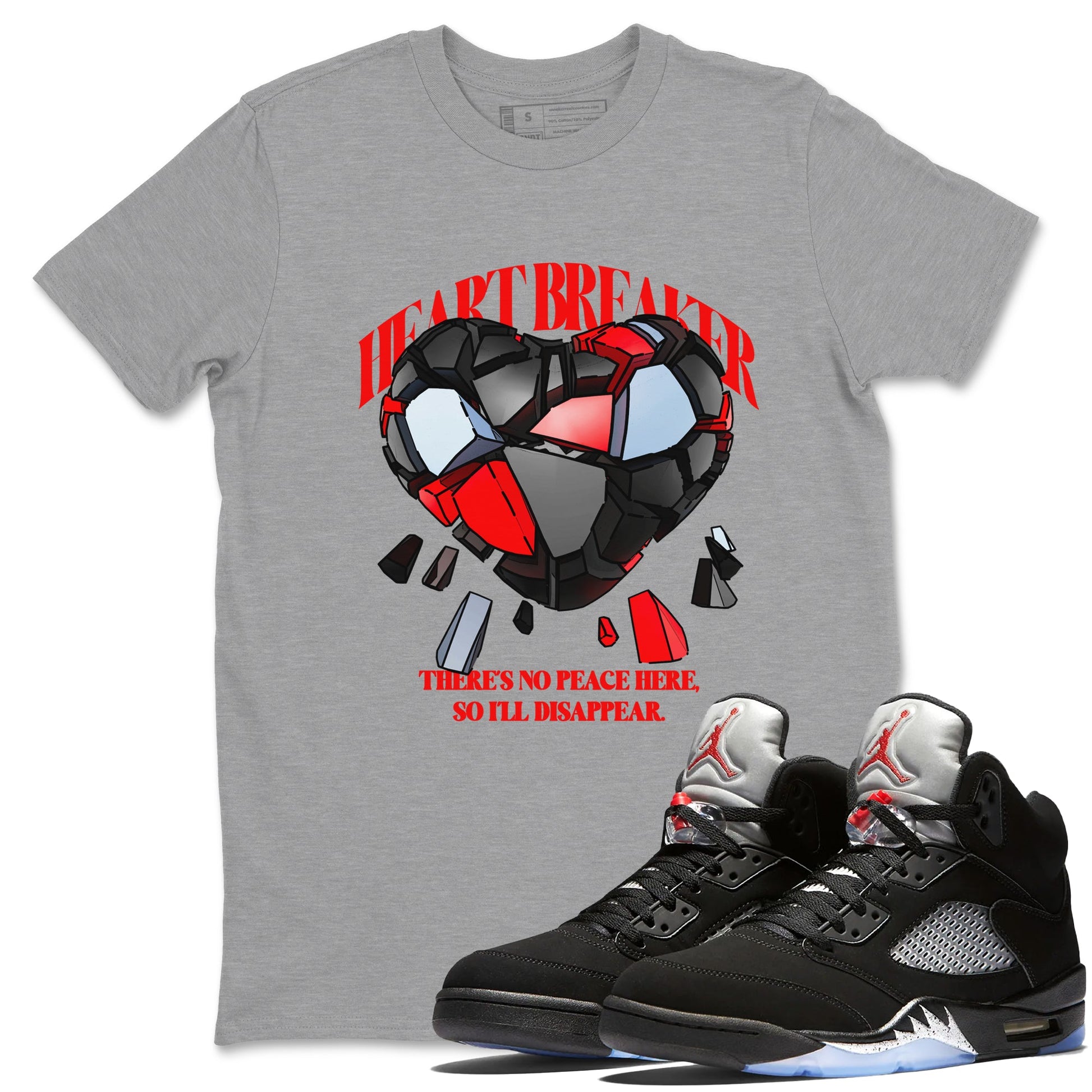 5s Black Metallic Reimagined shirts to match jordans Heart Breaker best t shirts to wear with jordans Air Jordan 5 Reimagined match shoes to clothes SNRT Sneaker Tees unisex cotton Heather Grey 1 shirts