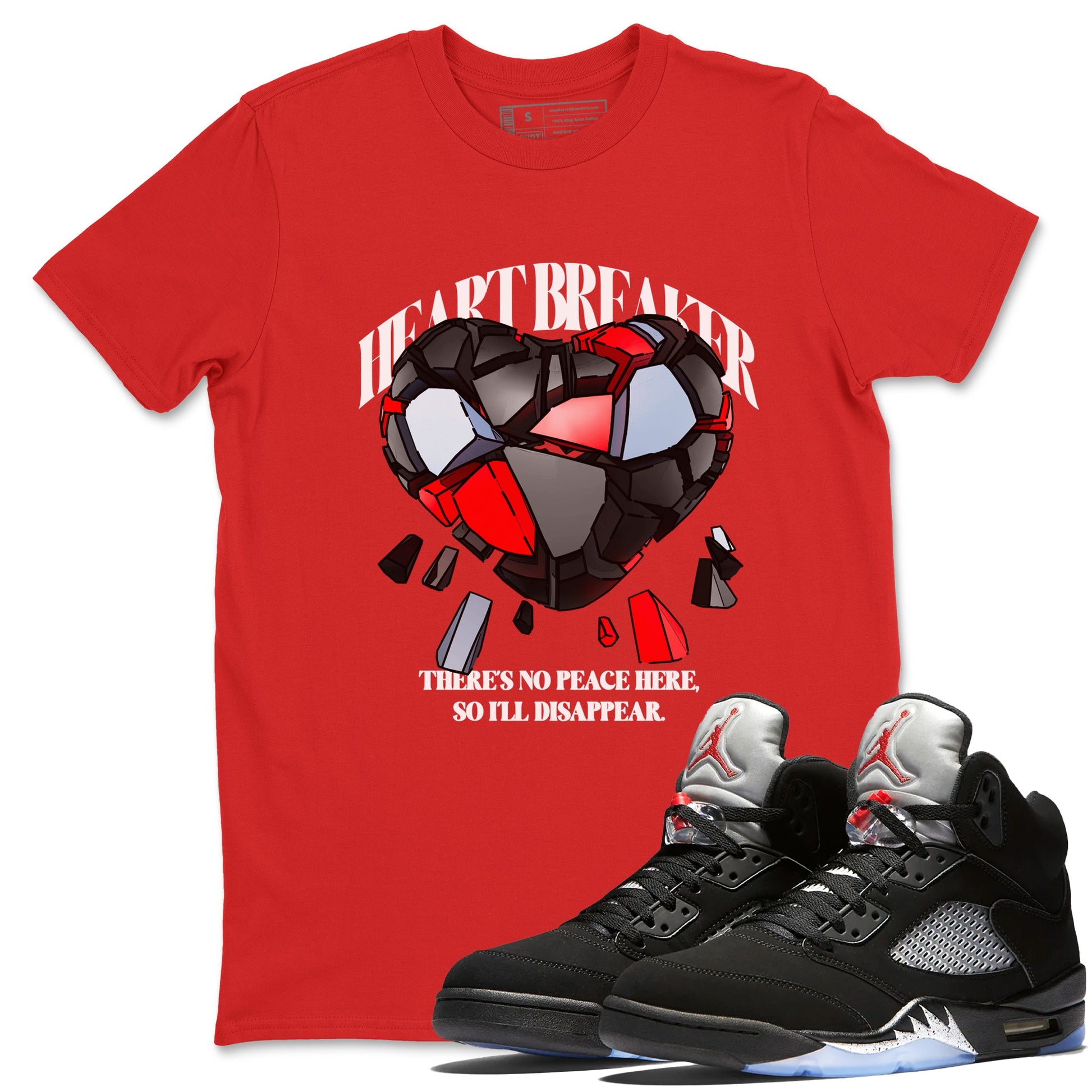 5s Black Metallic Reimagined shirts to match jordans Heart Breaker best t shirts to wear with jordans Air Jordan 5 Reimagined match shoes to clothes SNRT Sneaker Tees unisex cotton Red 1 shirts