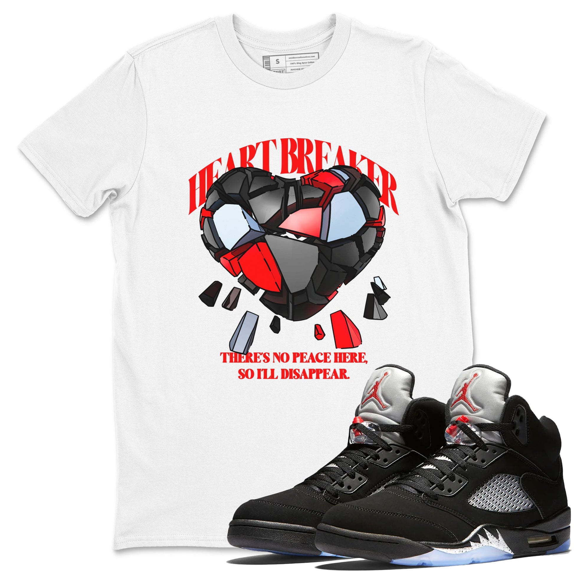 5s Black Metallic Reimagined shirts to match jordans Heart Breaker best t shirts to wear with jordans Air Jordan 5 Reimagined match shoes to clothes SNRT Sneaker Tees unisex cotton White 1 shirts