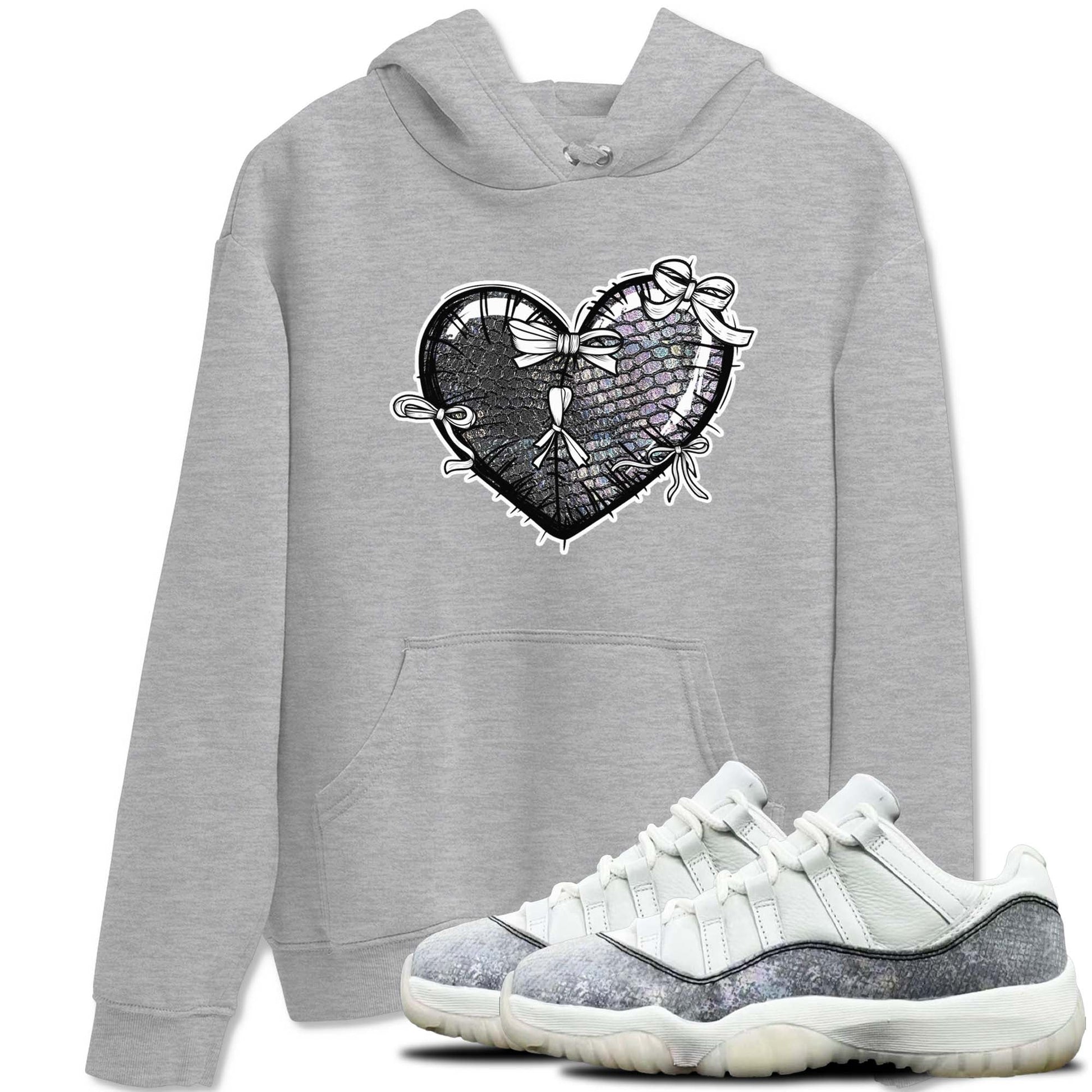 11s Year Of The Snake shirts to match jordans Heart With Ribbons shirts to match jordans Air Jordan 11 Retro Low Year Of The Snake match shoes to clothes SNRT Sneaker Tees unisex cotton Heather Grey 1 shirts