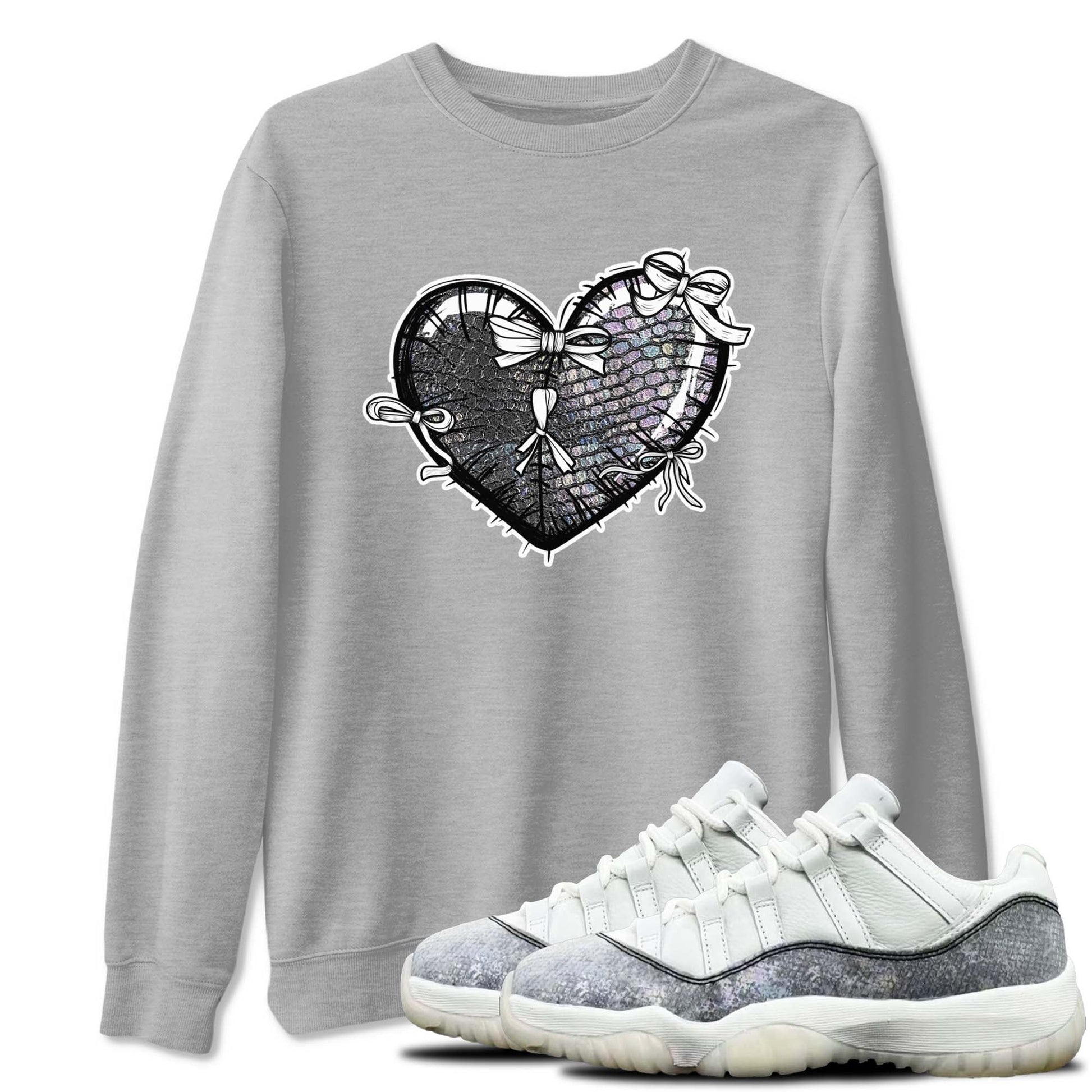 11s Year Of The Snake shirts to match jordans Heart With Ribbons shirts to match jordans Air Jordan 11 Retro Low Year Of The Snake match shoes to clothes SNRT Sneaker Tees unisex cotton Heather Grey 1 shirts