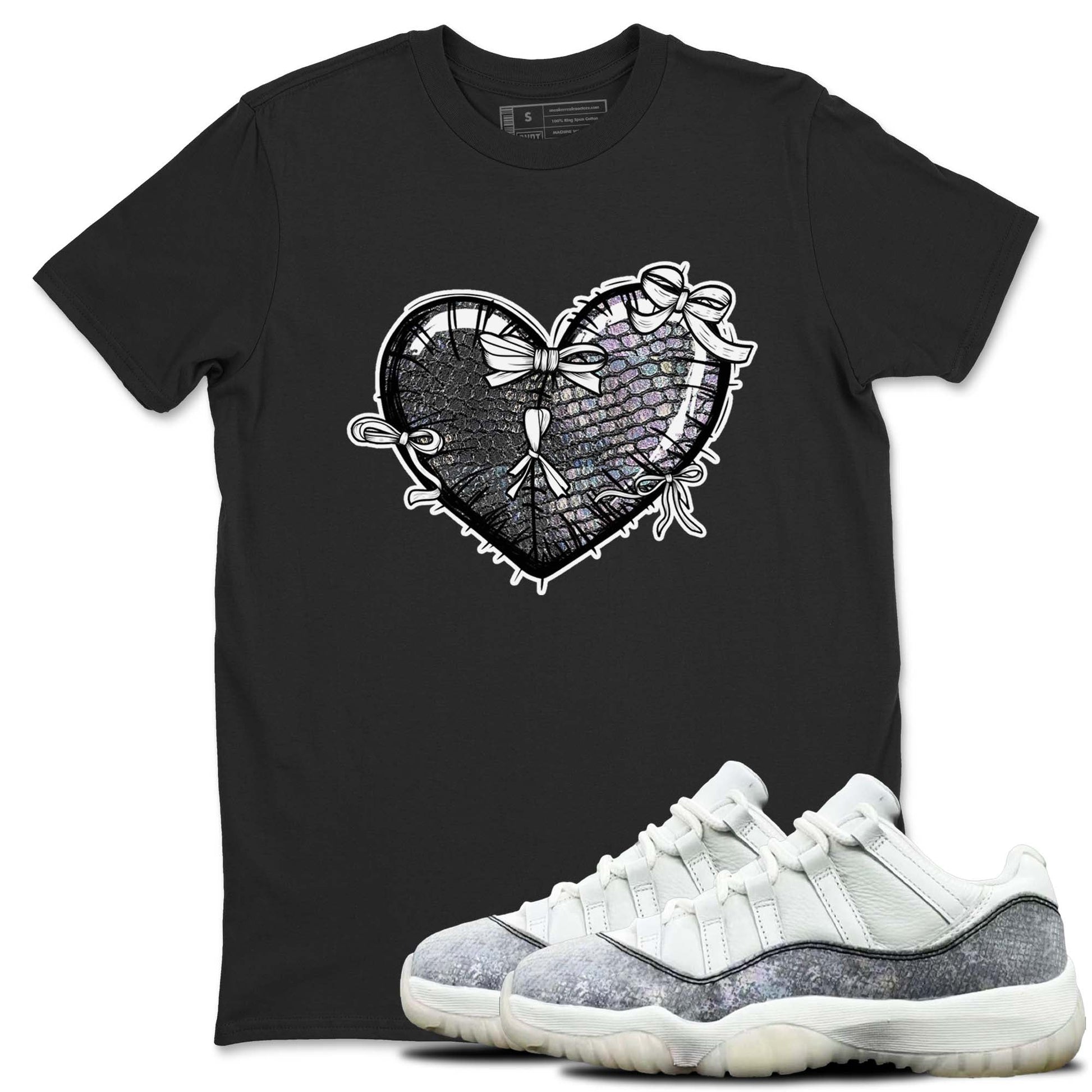 11s Year Of The Snake shirts to match jordans Heart With Ribbons shirts to match jordans Air Jordan 11 Retro Low Year Of The Snake match shoes to clothes SNRT Sneaker Tees unisex cotton Black 1 shirts