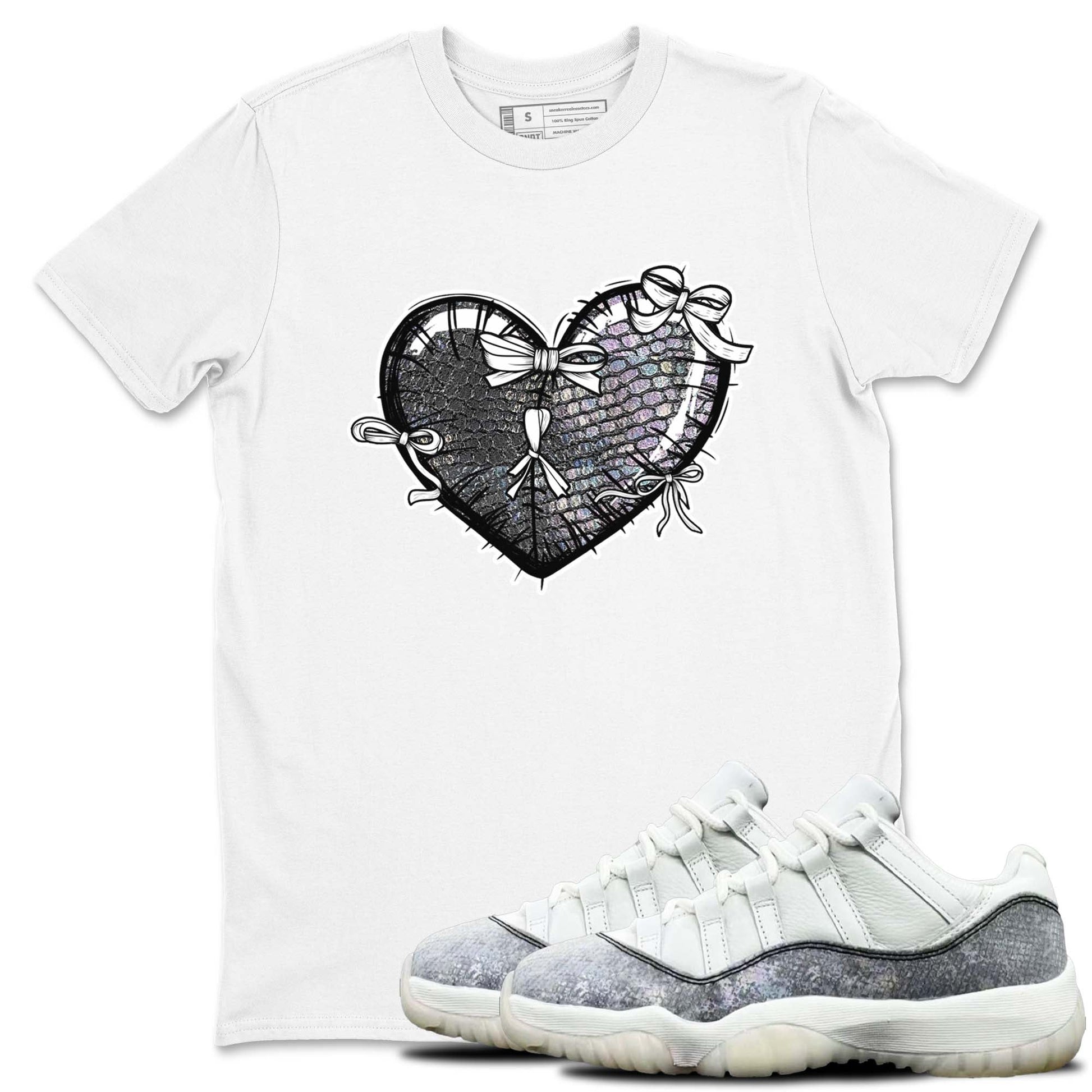 11s Year Of The Snake shirts to match jordans Heart With Ribbons shirts to match jordans Air Jordan 11 Retro Low Year Of The Snake match shoes to clothes SNRT Sneaker Tees unisex cotton White 1 shirts