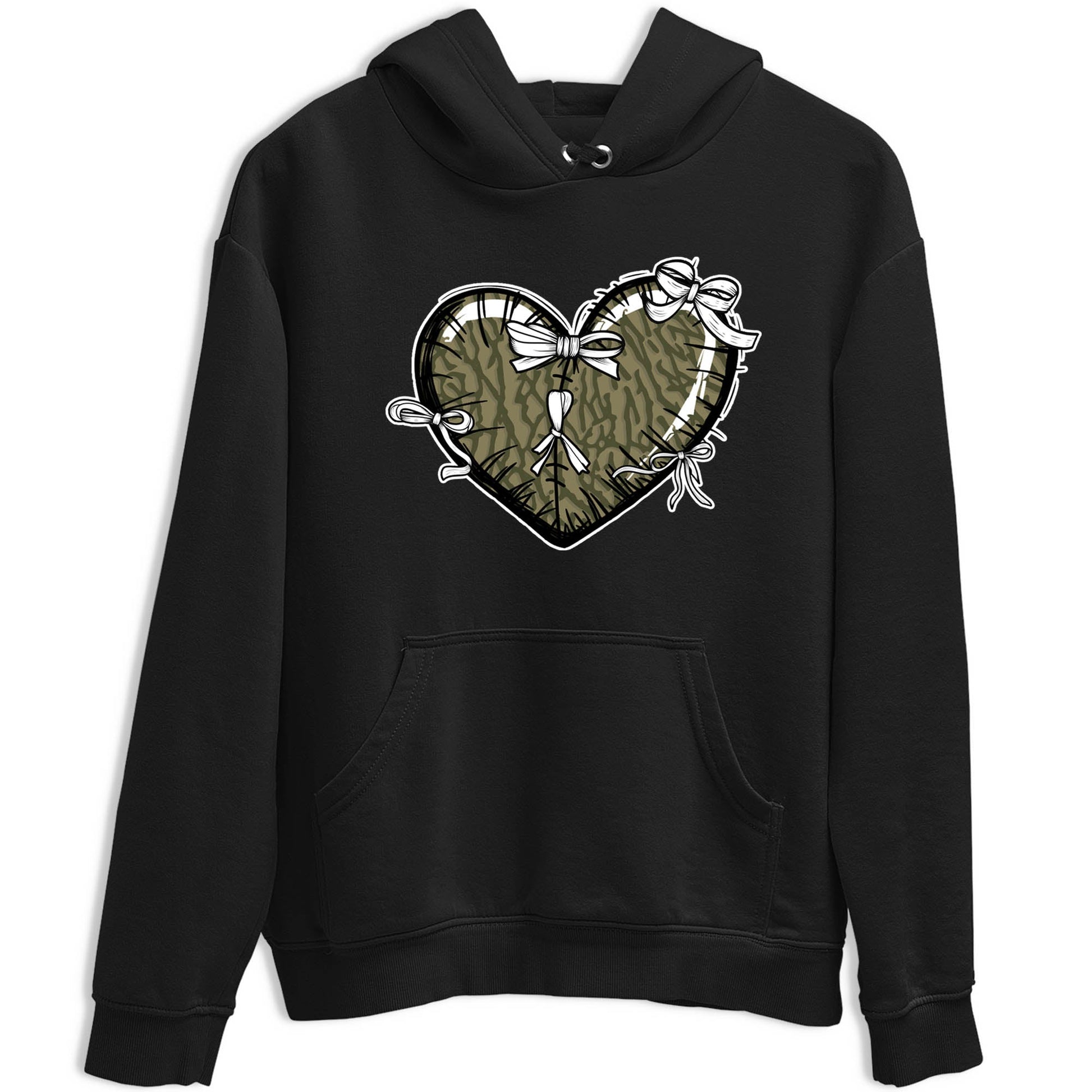 Sneaker Threads – Sneaker Tees To Match Air Jordan 3 Medium Olive – Heart With Ribbons Graphic Tee Black 2. Perfect for Jordan releases 2025 colorways.