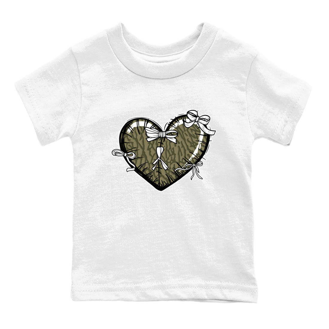 Sneaker Threads – Sneaker Tees To Match Air Jordan 3 Medium Olive – Heart With Ribbons Youth Graphic Tee White 2. Perfect for Jordan releases 2025 colorways.