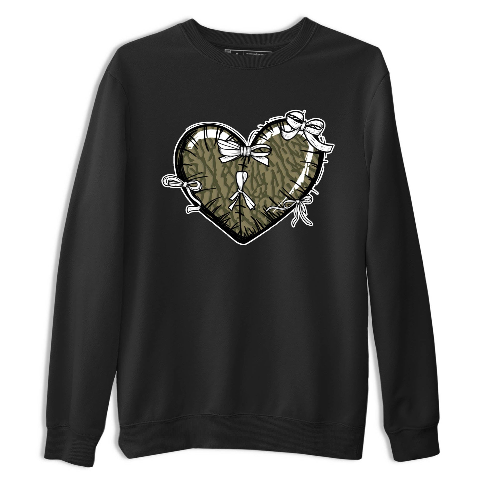 Sneaker Threads – Sneaker Tees To Match Air Jordan 3 Medium Olive – Heart With Ribbons Graphic Tee Black 2. Perfect for Jordan releases 2025 colorways.