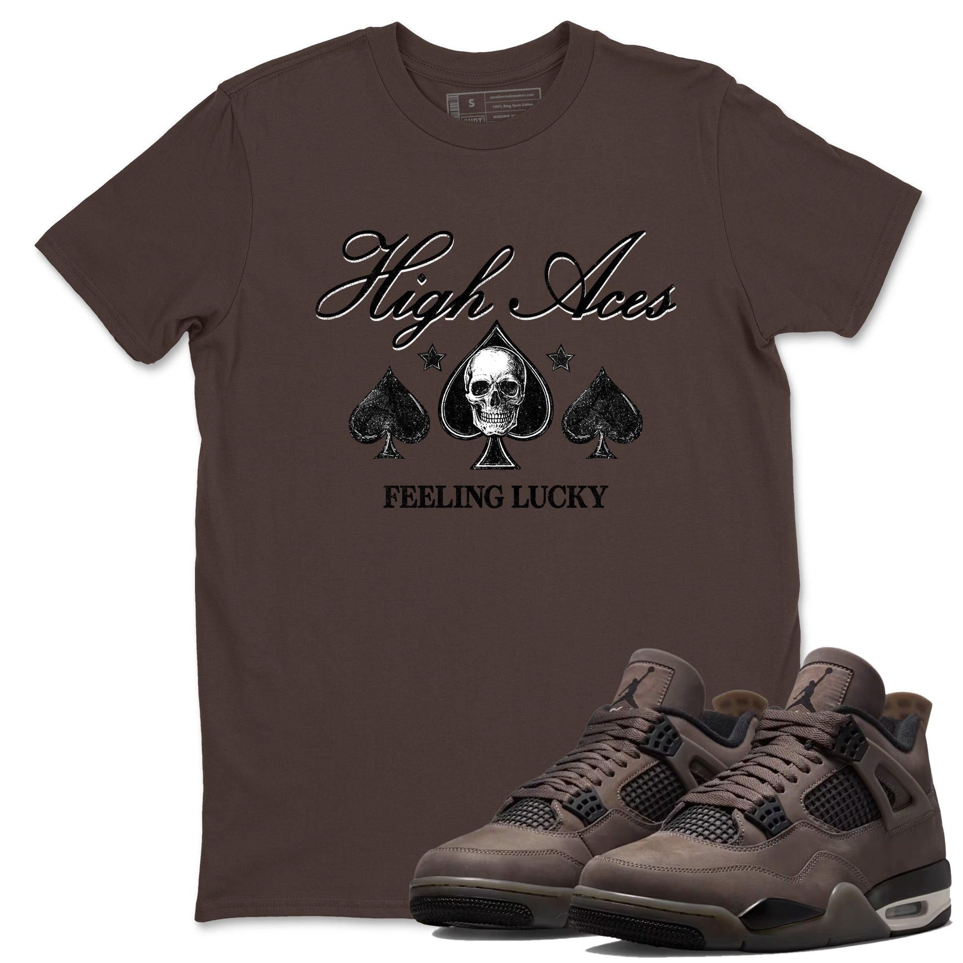 Sneaker match tees – Sneaker Tees To Match Air Jordan 4 Cave Stone Shoes – High Aces Tee Dark Chocolate 1