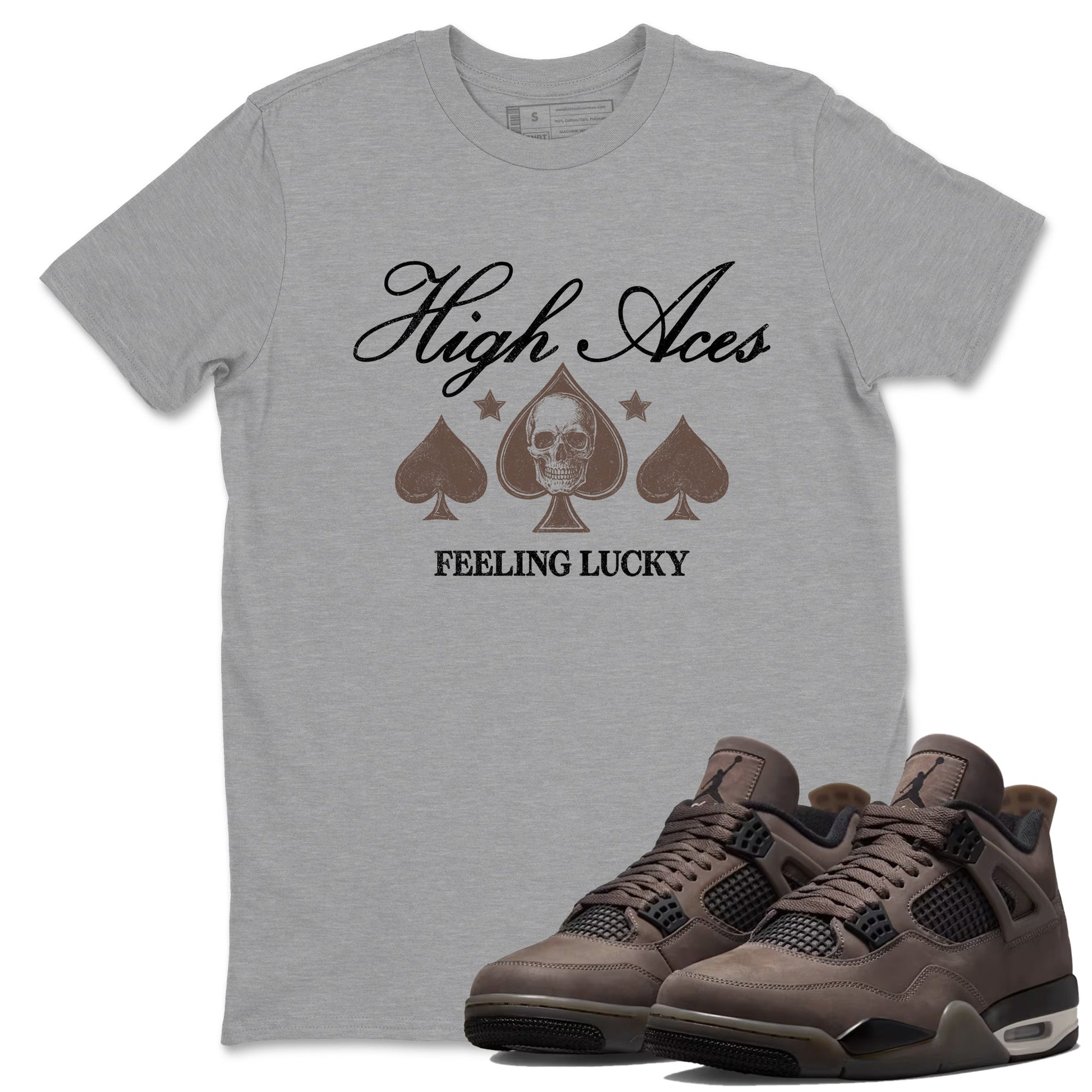 Sneaker match tees – Sneaker Tees To Match Air Jordan 4 Cave Stone Shoes – High Aces Tee Heather Grey 1