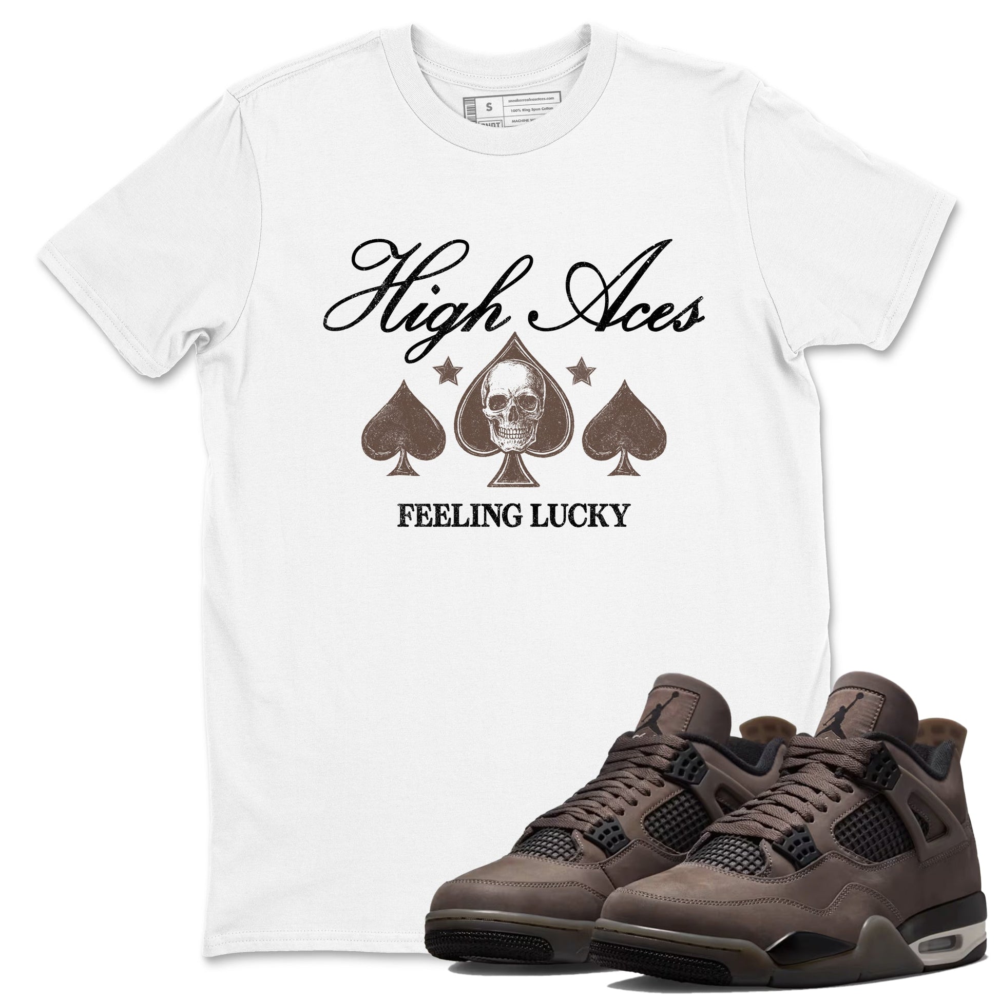Sneaker match tees – Sneaker Tees To Match Air Jordan 4 Cave Stone Shoes – High Aces Tee White 1
