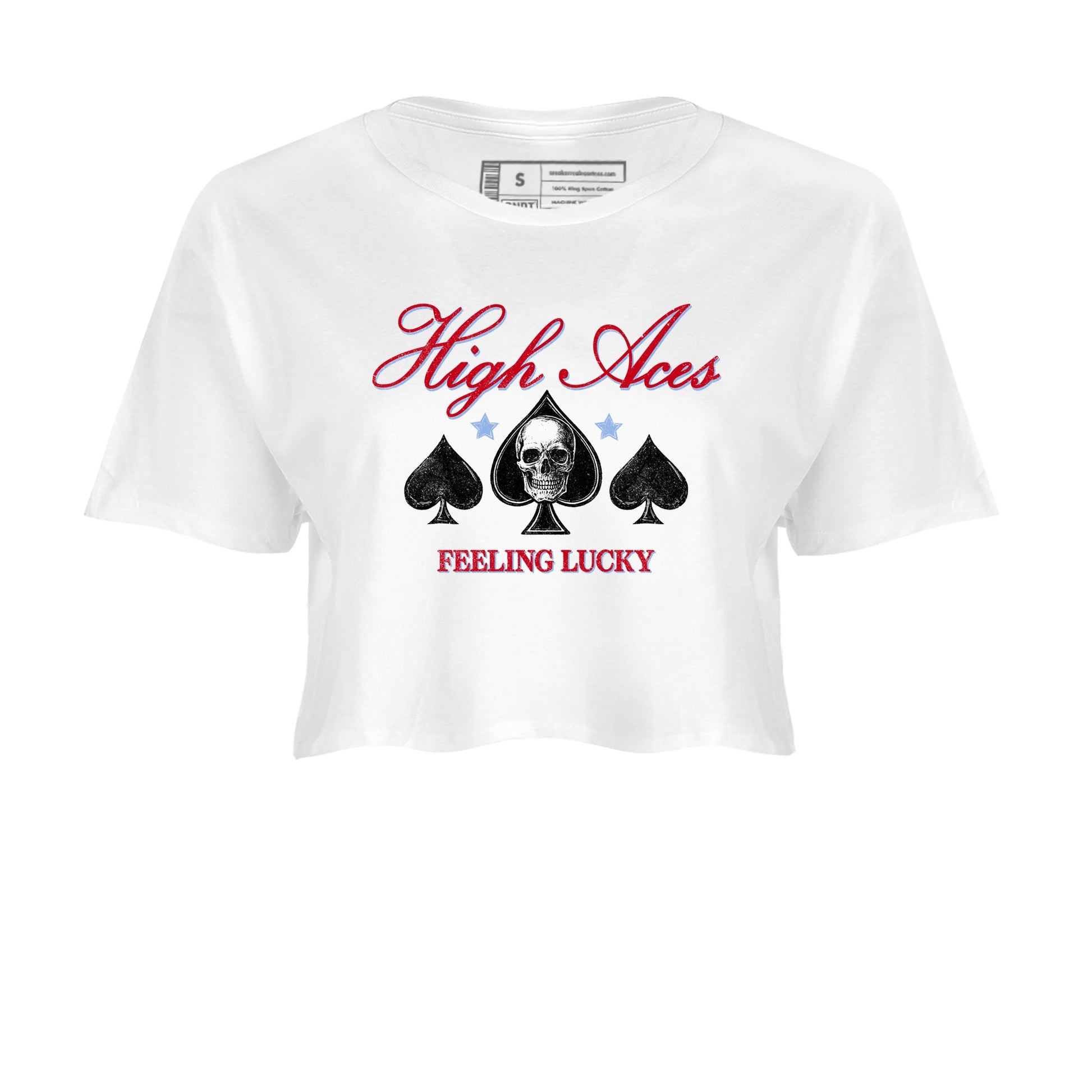 Sneaker match tees – Sneaker Tees To Match Air Jordan 5 Fire Red Shoes – High Aces Crop T-Shirt White 2