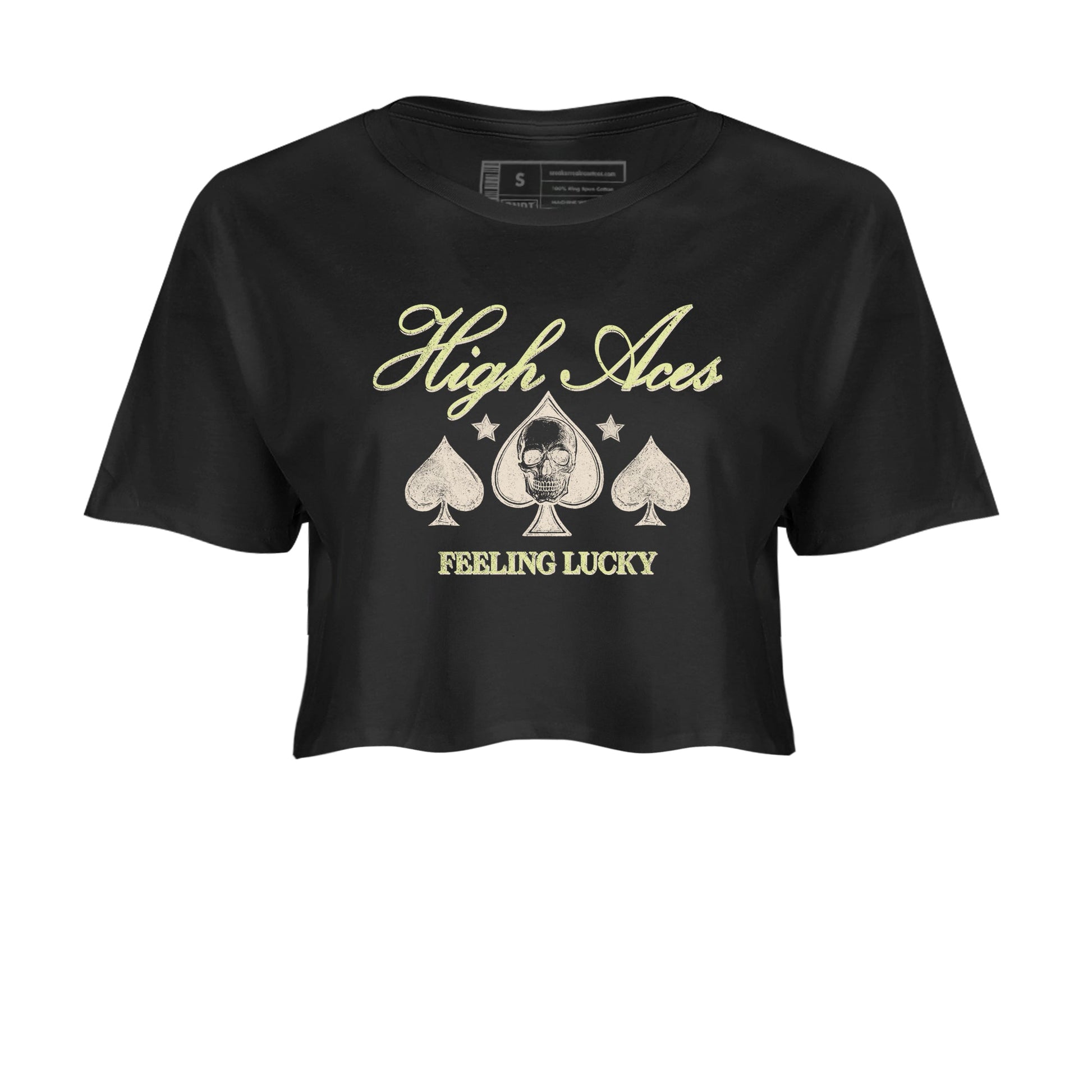 Sneaker match tees – Sneaker Tees To Match Air Jordan 5 Luminous Green Shoes – High Aces Crop T-Shirt Black 2