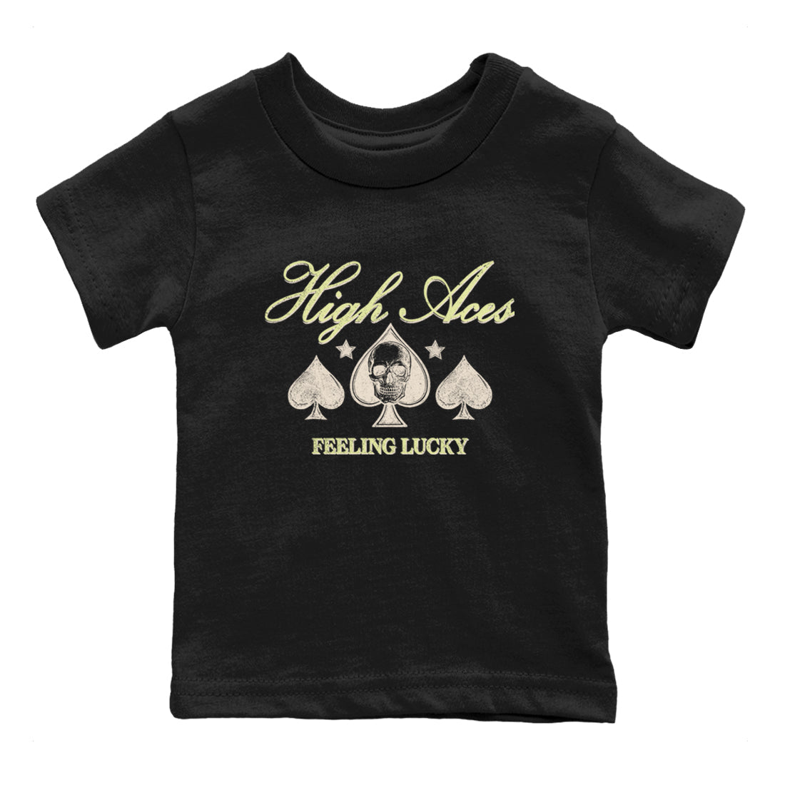 Sneaker match tees – Sneaker Tees To Match Air Jordan 5 Luminous Green Shoes – High Aces Kids T-Shirt Black 2