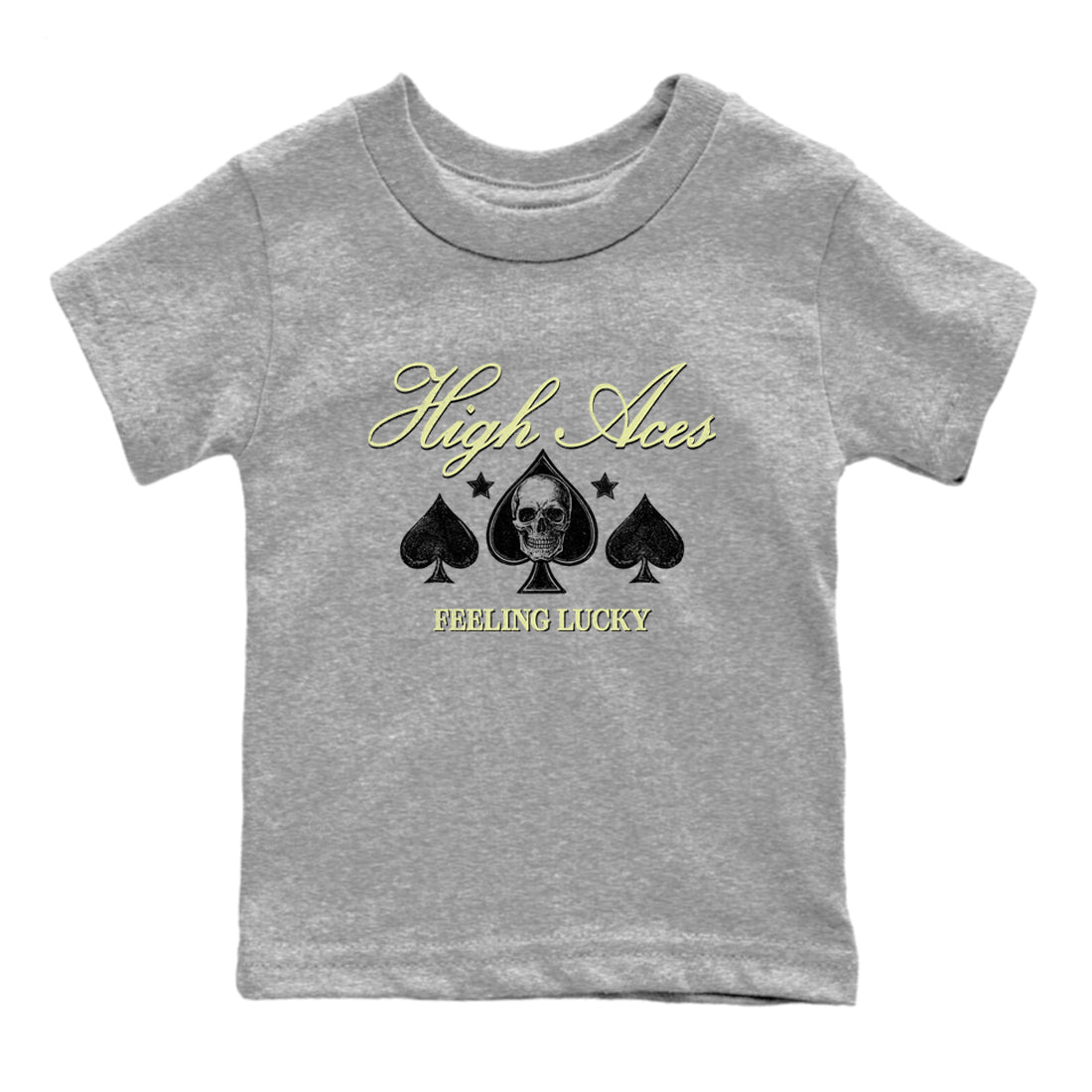 Sneaker match tees – Sneaker Tees To Match Air Jordan 5 Luminous Green Shoes – High Aces Kids T-Shirt Heather Grey 2