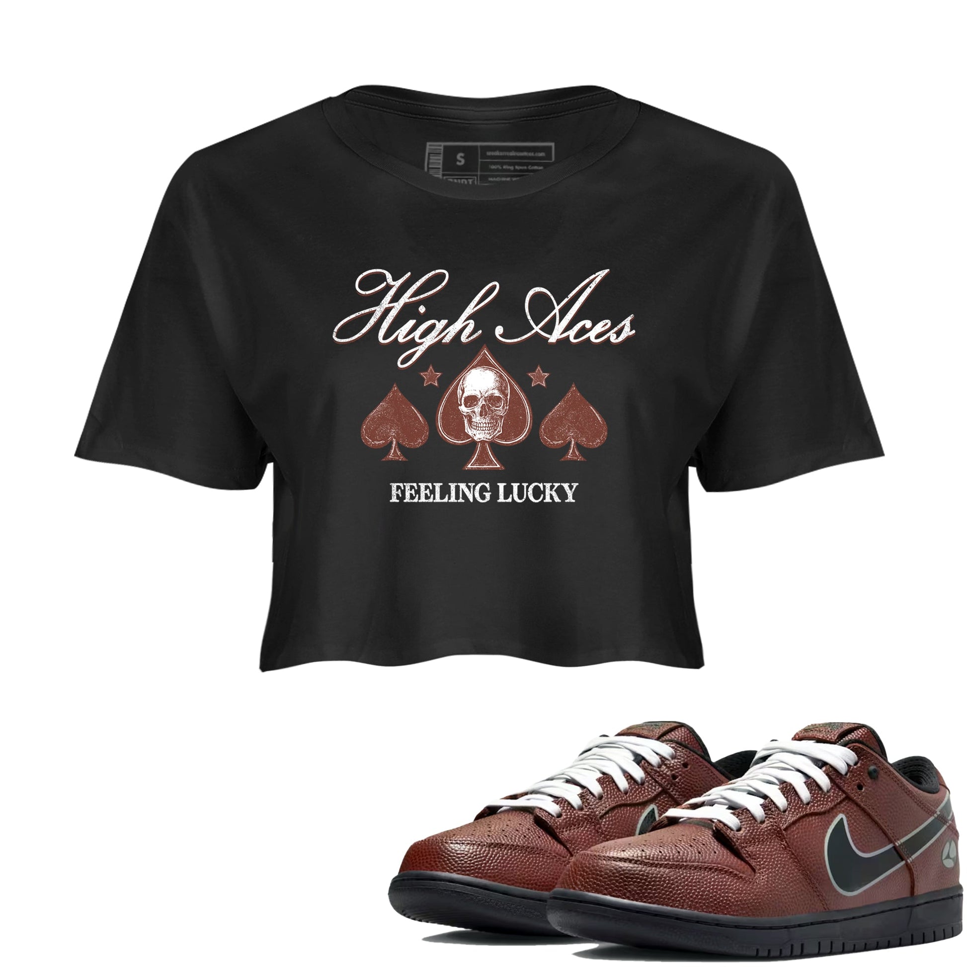 Sneaker match tees – Sneaker Tees To Match Dunk Low Football Shoes – High Aces Crop T-Shirt Black 1
