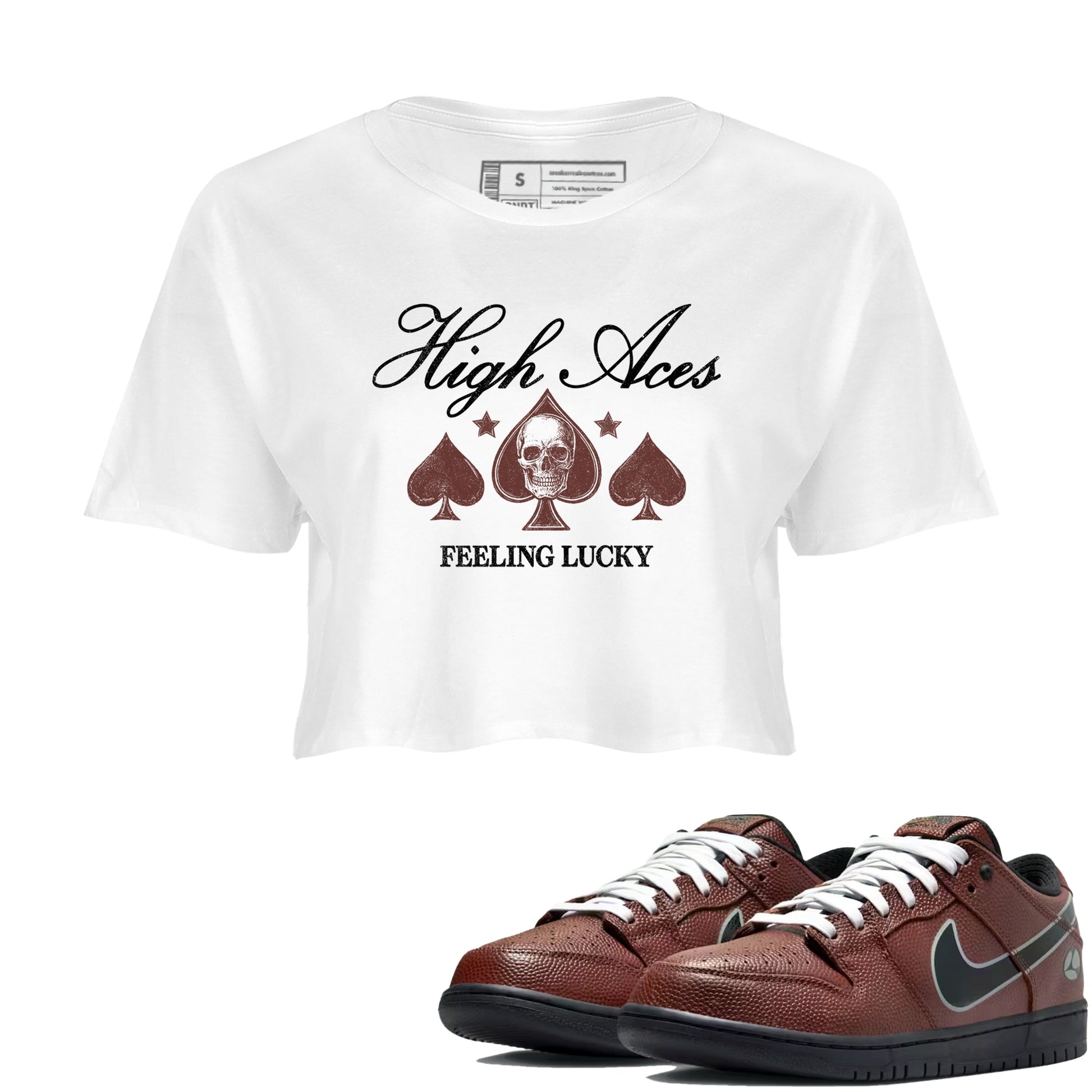 Sneaker match tees – Sneaker Tees To Match Dunk Low Football Shoes – High Aces Crop T-Shirt White 1