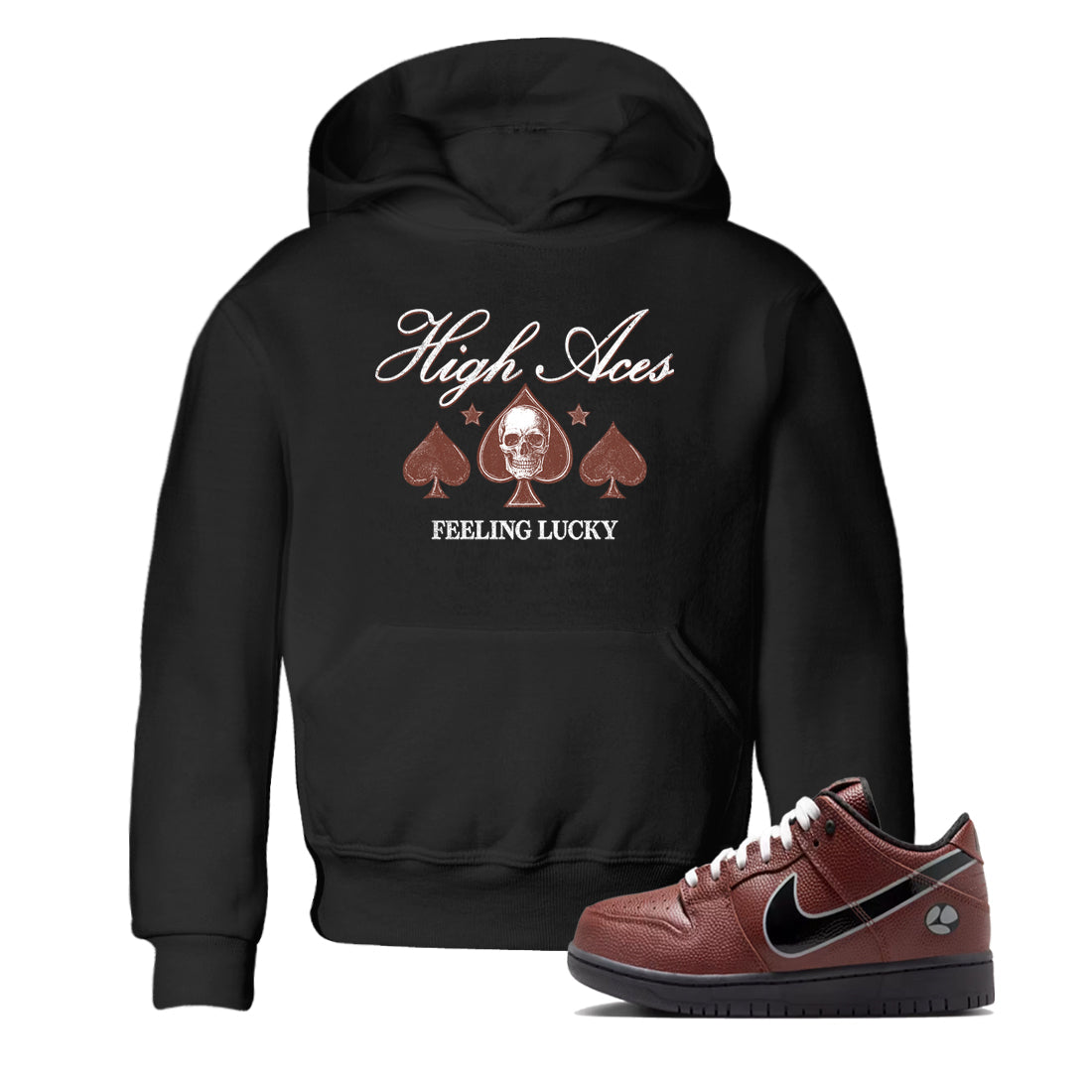 Sneaker match tees – Sneaker Tees To Match Dunk Low Football Shoes – High Aces Kids T-Shirt Black 1