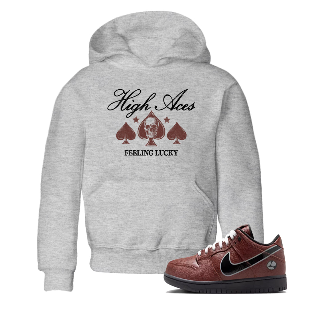 Sneaker match tees – Sneaker Tees To Match Dunk Low Football Shoes – High Aces Kids T-Shirt Heather Grey 1