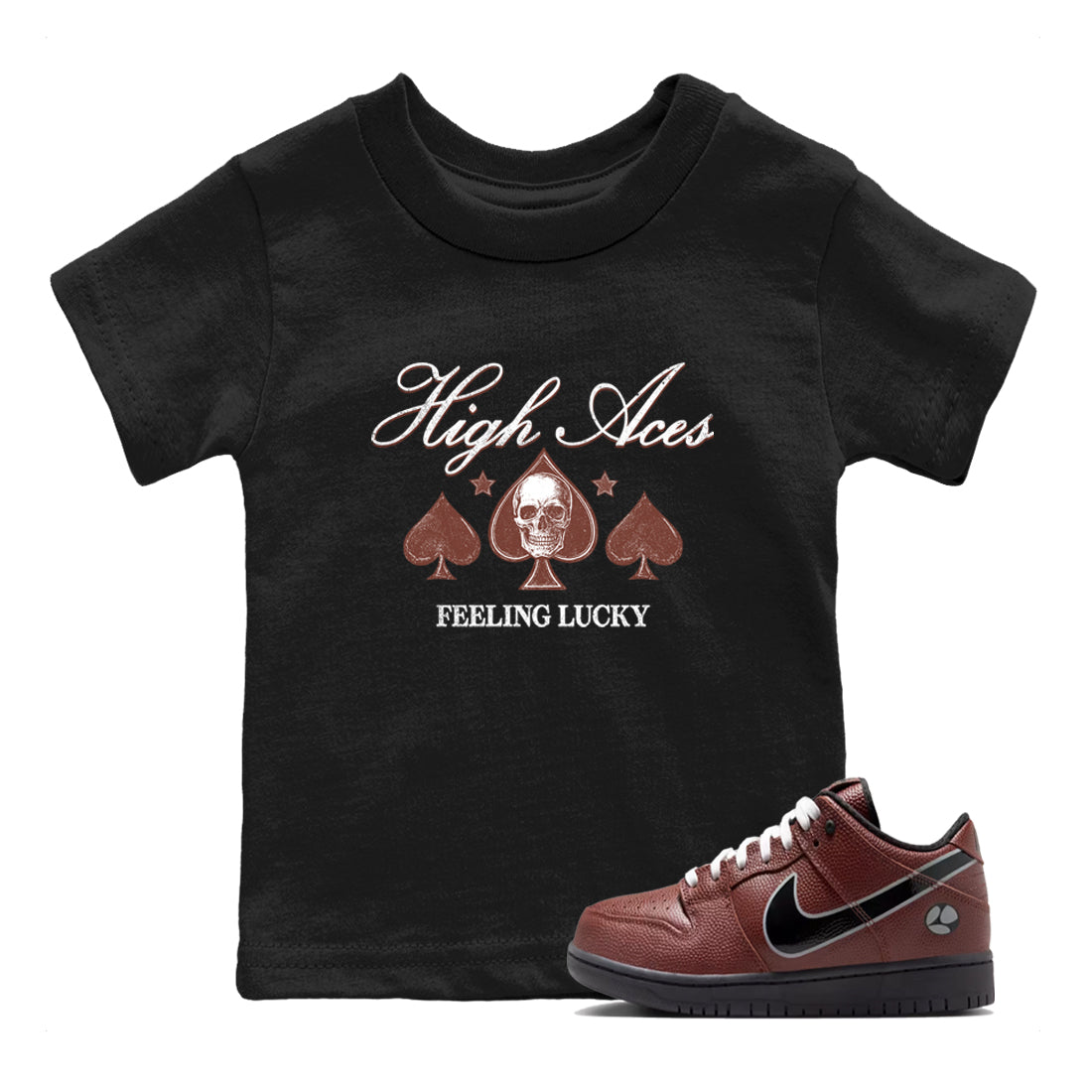 Sneaker match tees – Sneaker Tees To Match Dunk Low Football Shoes – High Aces Kids T-Shirt Black 1