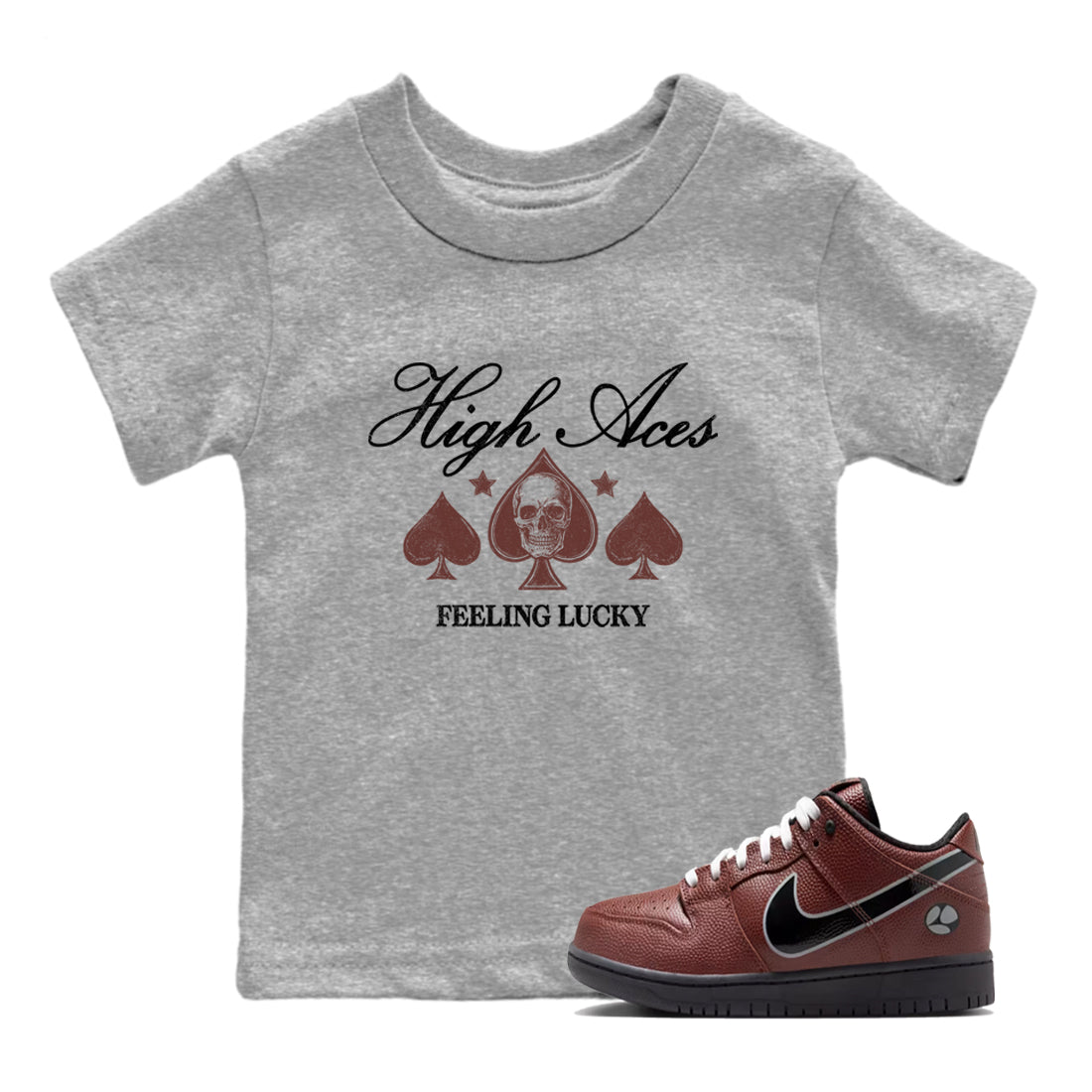 Sneaker match tees – Sneaker Tees To Match Dunk Low Football Shoes – High Aces Kids T-Shirt Heather Grey 1