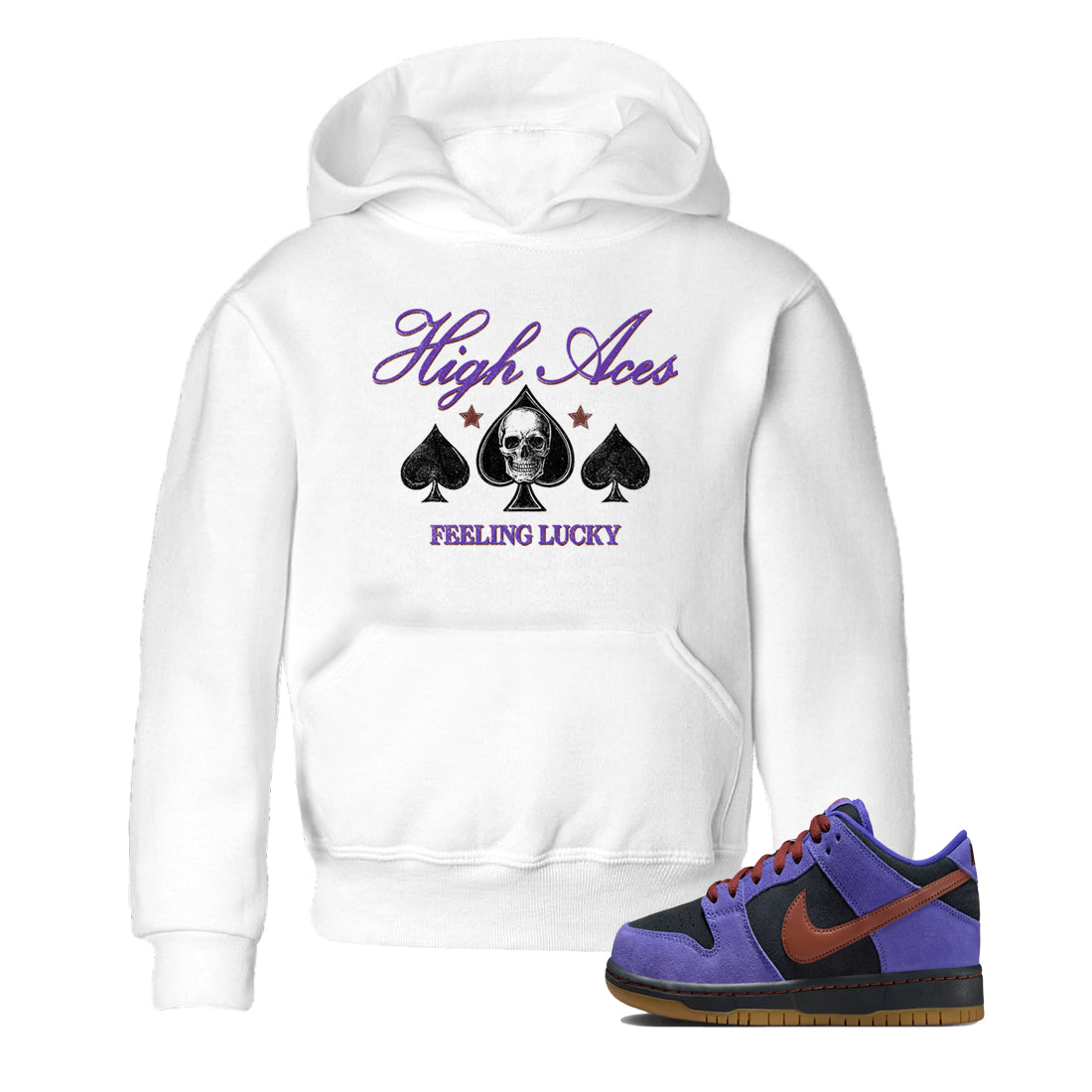 Sneaker match tees – Sneaker Threads To Match Dunk Low Persian Violet Shoes – High Aces Kids T-Shirt White 1