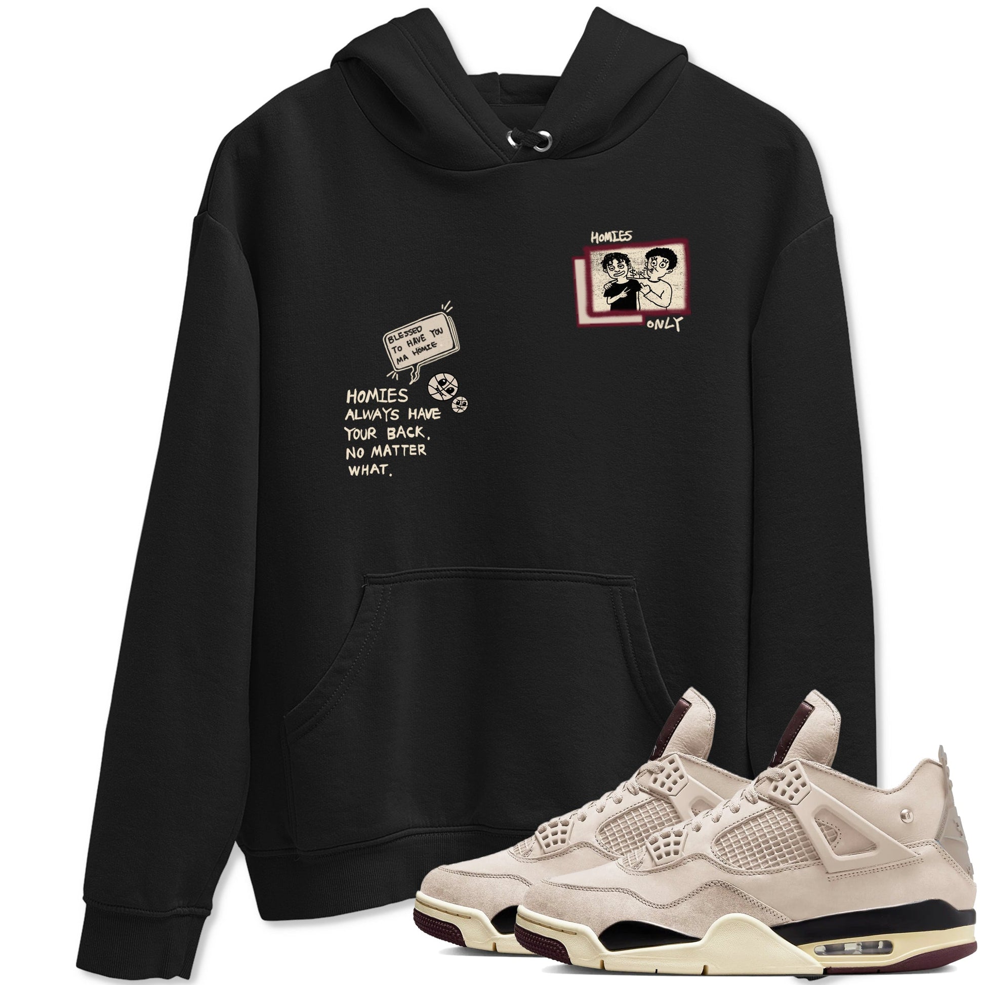 4s A Ma Maniere x Fossil Stone shirts to match jordans Homies Only sneaker match tees 4s A Ma Maniere x Fossil Stone match shoes to clothes SNRT Sneaker Tees unisex cotton Black 1 shirts
