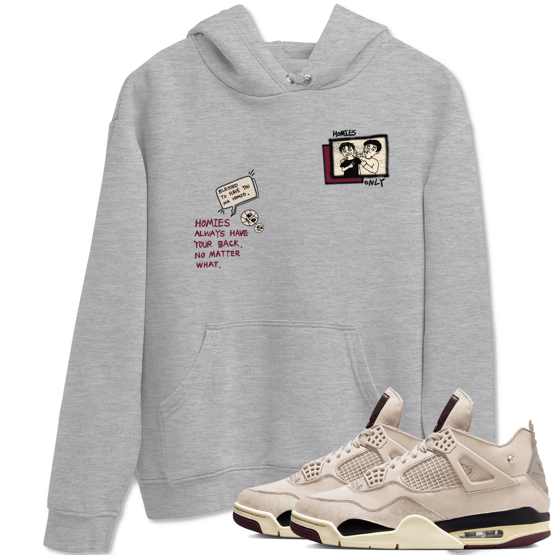 4s A Ma Maniere x Fossil Stone shirts to match jordans Homies Only sneaker match tees 4s A Ma Maniere x Fossil Stone match shoes to clothes SNRT Sneaker Tees unisex cotton Heather Grey 1 shirts