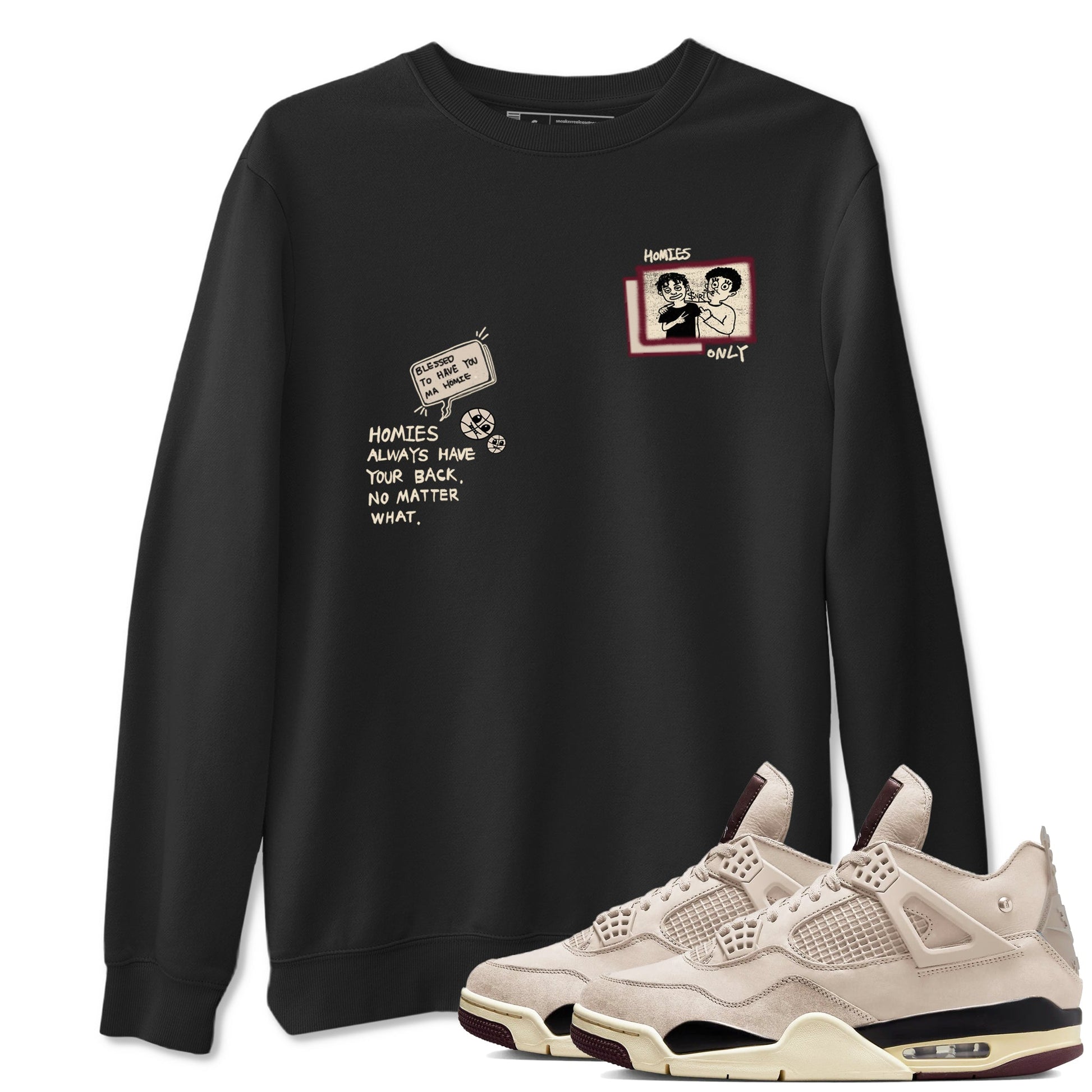 4s A Ma Maniere x Fossil Stone shirts to match jordans Homies Only sneaker match tees 4s A Ma Maniere x Fossil Stone match shoes to clothes SNRT Sneaker Tees unisex cotton Black 1 shirts