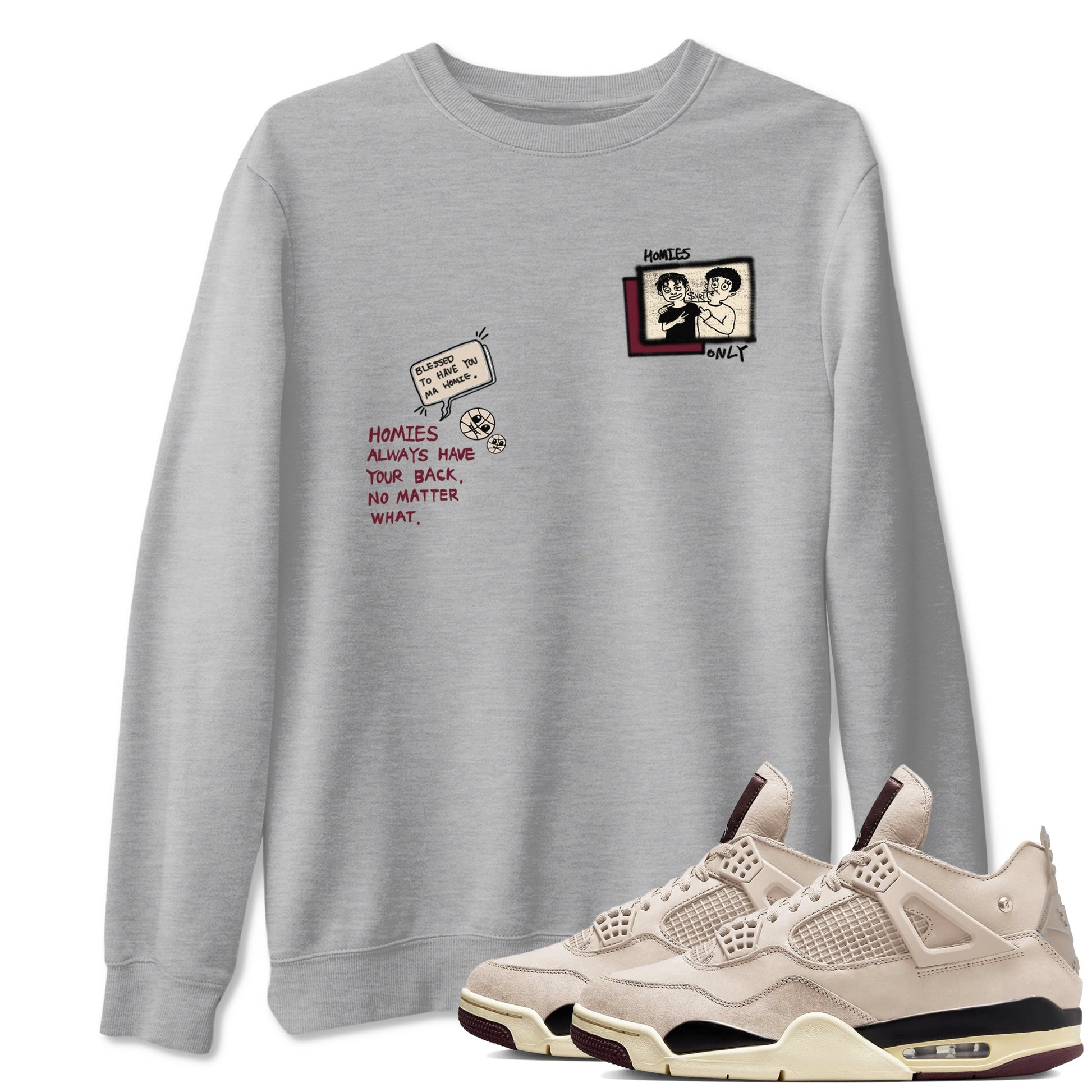 4s A Ma Maniere x Fossil Stone shirts to match jordans Homies Only sneaker match tees 4s A Ma Maniere x Fossil Stone match shoes to clothes SNRT Sneaker Tees unisex cotton Heather Grey 1 shirts