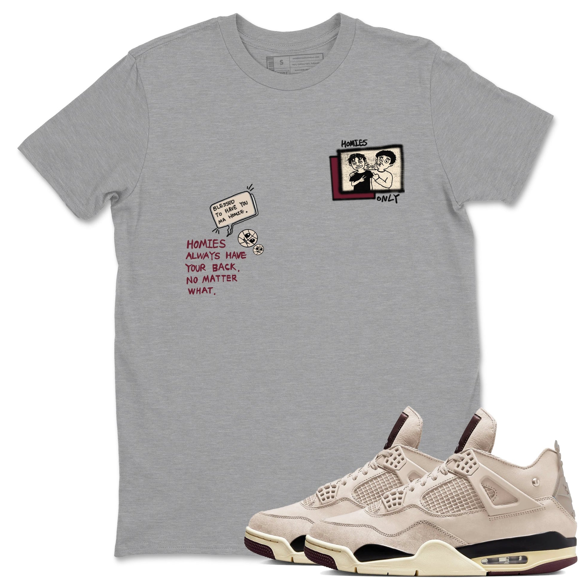4s A Ma Maniere x Fossil Stone shirts to match jordans Homies Only sneaker match tees 4s A Ma Maniere x Fossil Stone match shoes to clothes SNRT Sneaker Tees unisex cotton Heather Grey 1 shirts