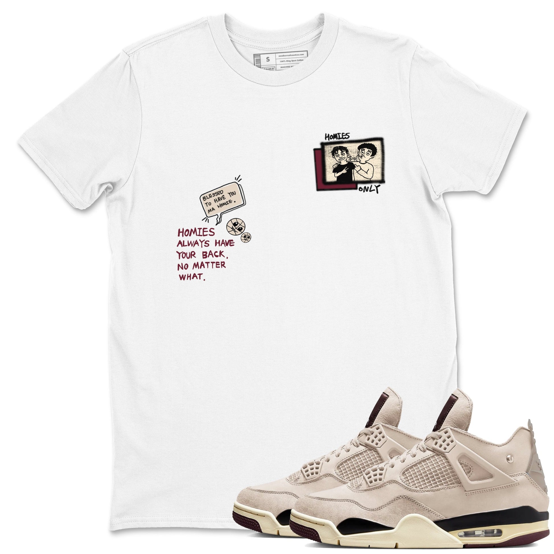 4s A Ma Maniere x Fossil Stone shirts to match jordans Homies Only sneaker match tees 4s A Ma Maniere x Fossil Stone match shoes to clothes SNRT Sneaker Tees unisex cotton White 1 shirts