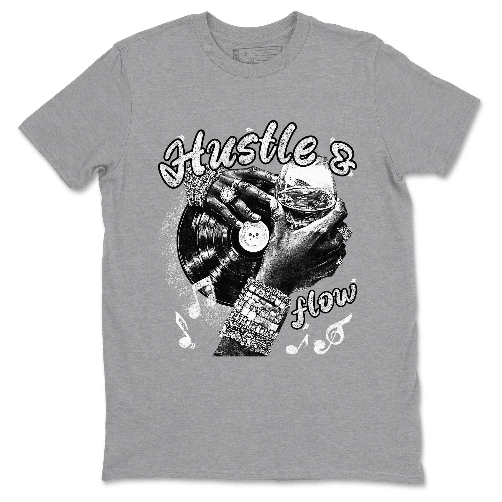 Hustle And Flow sneaker match t-shirt styled to complete your fit with the Air Foamposite One Triple White sneakers, shown in Heather Grey 2.
