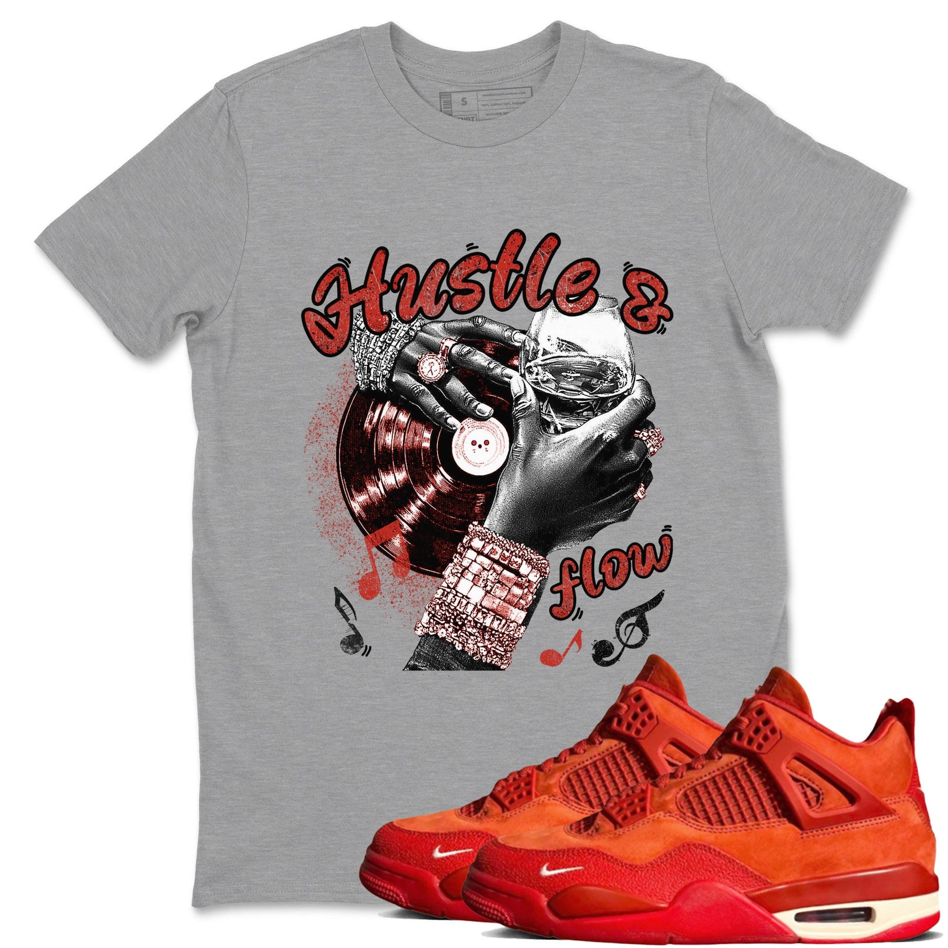 4s Brick By Brick best t shirts to wear with jordans Hustle and Flow sneaker match tees Nigel Sylvester x Air Jordan 4 Brick by Brick match shoes to clothes SNRT Sneaker Tees unisex cotton Heather Grey 1 shirts