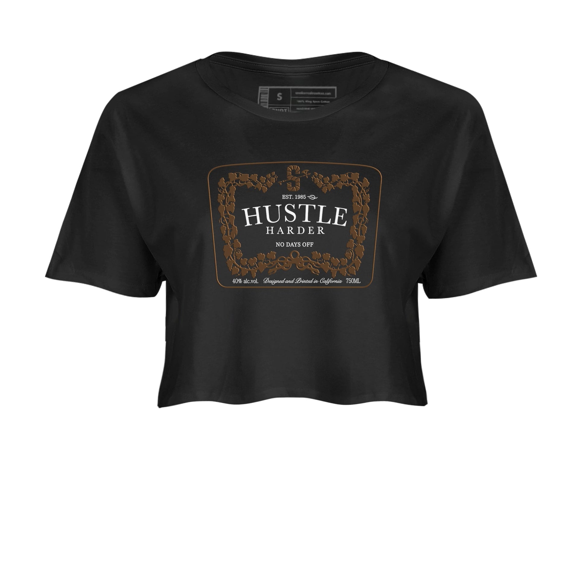 1s Mocha shirts to match jordans Hustle Harder sneaker match tees Air Jordan 1 Mocha SNRT Sneaker Release Tees unisex cotton Black 2 Crop Shirts