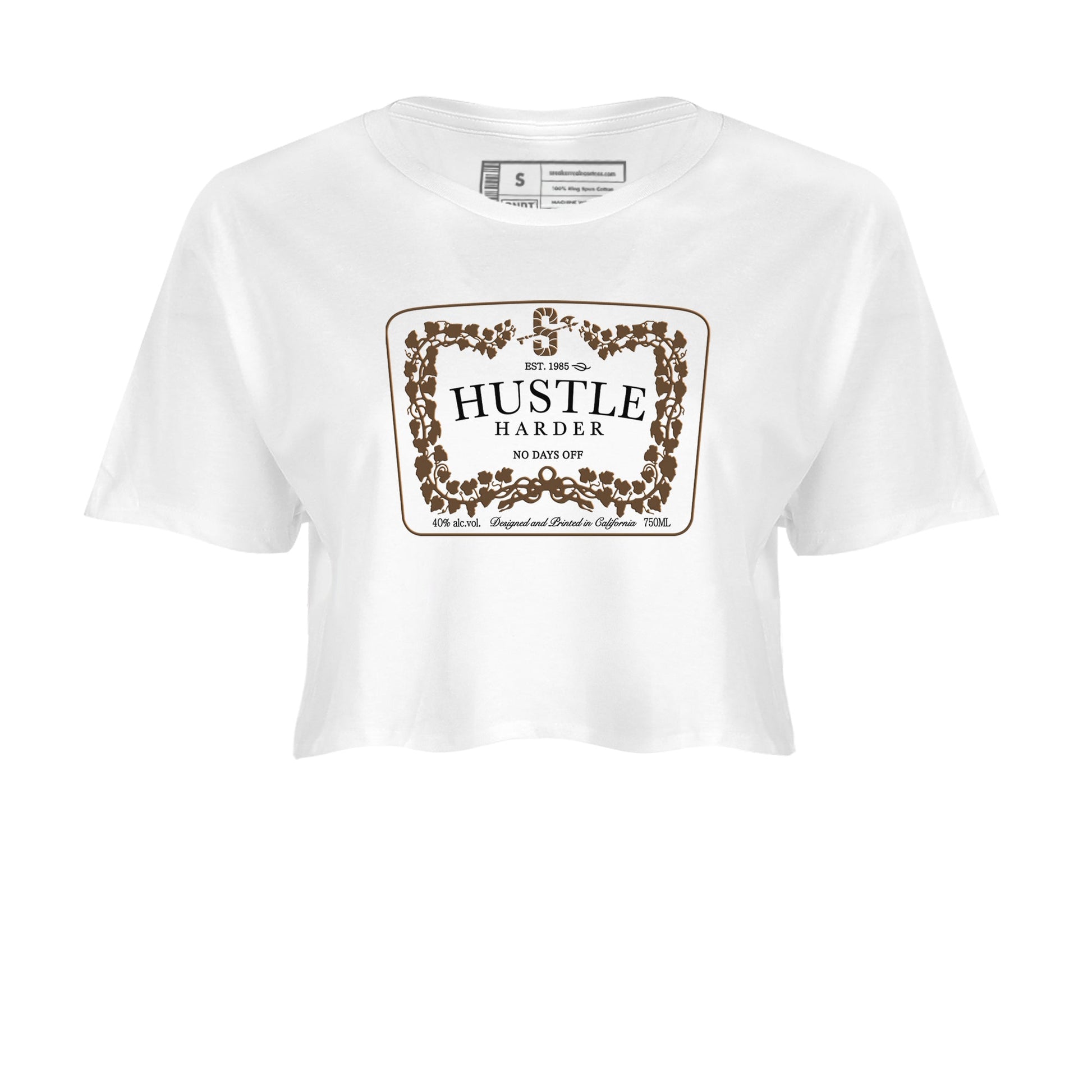 1s Mocha shirts to match jordans Hustle Harder sneaker match tees Air Jordan 1 Mocha SNRT Sneaker Release Tees unisex cotton White 2 Crop Shirts