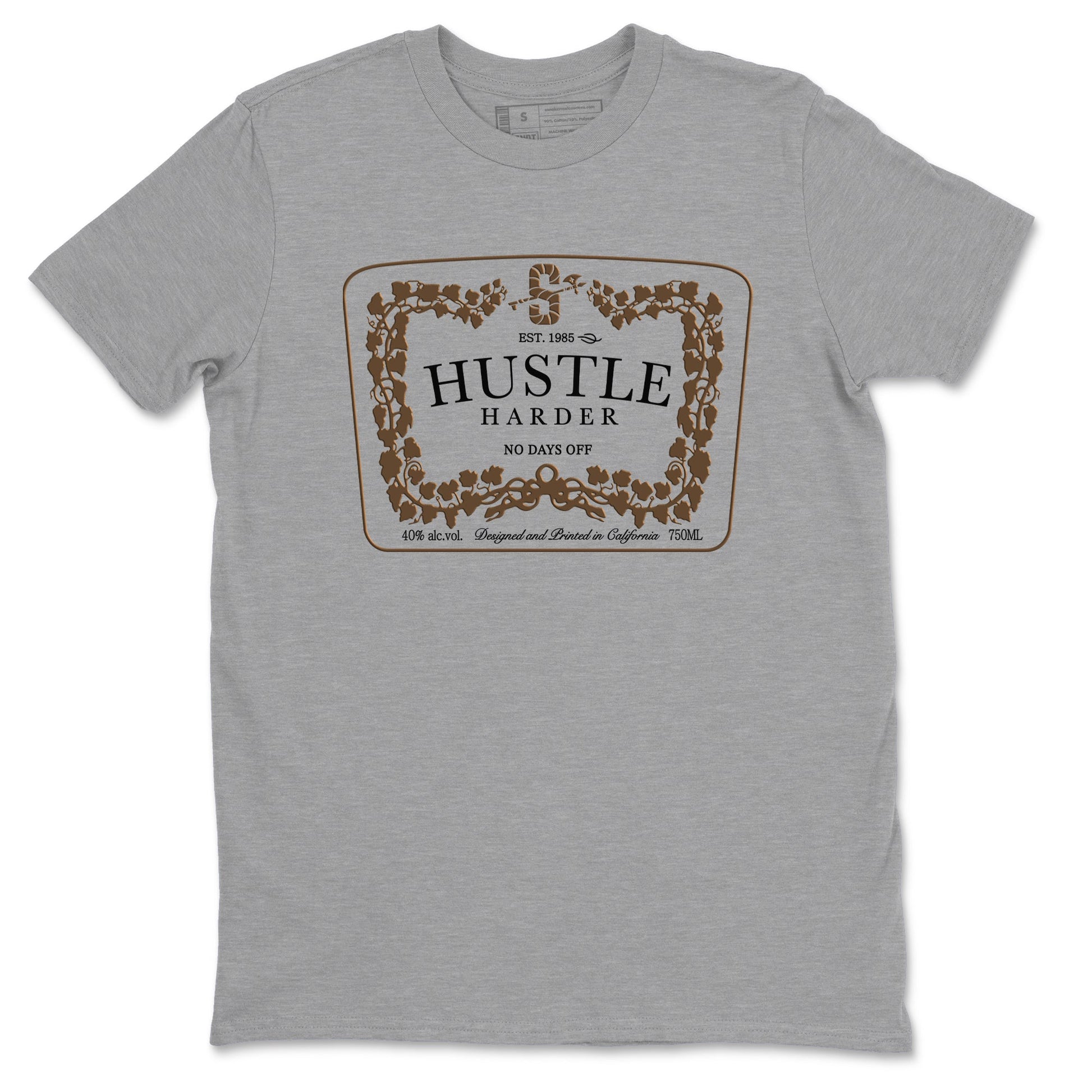 1s Mocha shirts to match jordans Hustle Harder sneaker match tees Air Jordan 1 Mocha SNRT Sneaker Release Tees unisex cotton Heather Grey 2 crew neck shirts