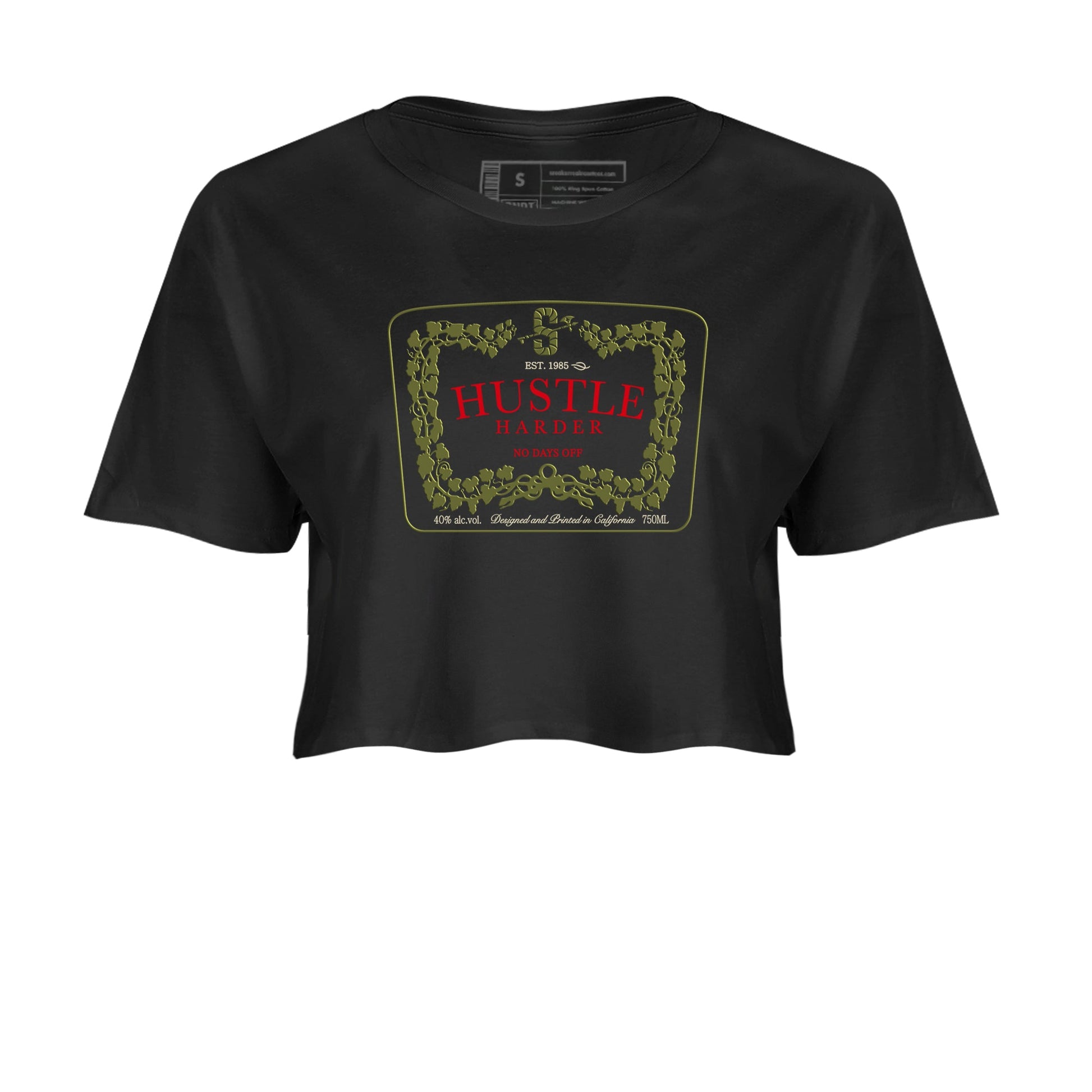 1s Travis Scott Medium Olive shirts to match jordans Hustle Harder sneaker match tees Air Jordan 1 Travis Scott Medium Olive SNRT Sneaker Release Tees unisex cotton Black 2 Crop Shirts