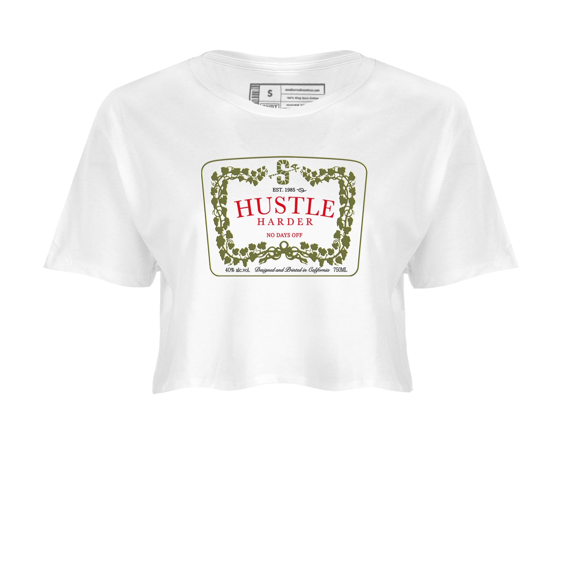 1s Travis Scott Medium Olive shirts to match jordans Hustle Harder sneaker match tees Air Jordan 1 Travis Scott Medium Olive SNRT Sneaker Release Tees unisex cotton White 2 Crop Shirts