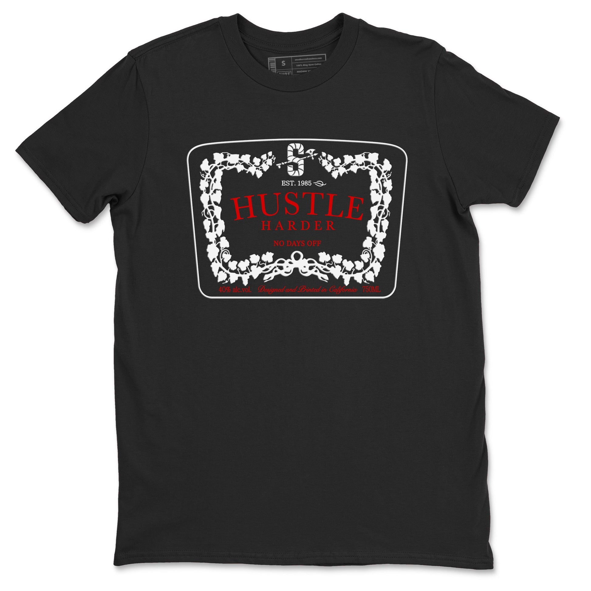 11s Bred Velvet shirts to match jordans Hustle Harder sneaker match tees Air Jordan 11 Bred Velvet SNRT Sneaker Release Tees unisex cotton Black 2 crew neck shirts