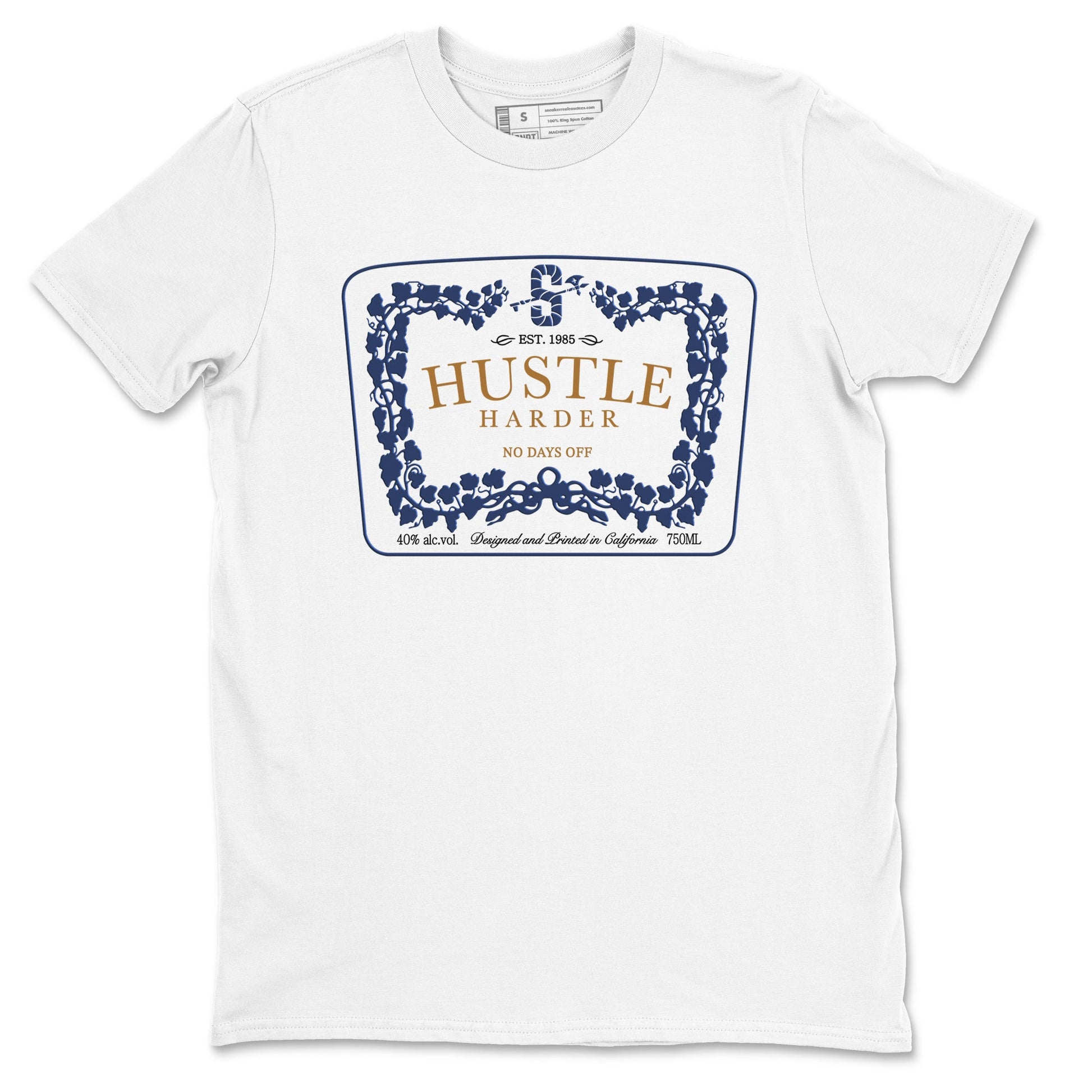 13s Midnight Navy shirts to match jordans Hustle Harder sneaker match tees Air Jordan 13 Midnight Navy SNRT Sneaker Release Tees unisex cotton White 2 crew neck shirts